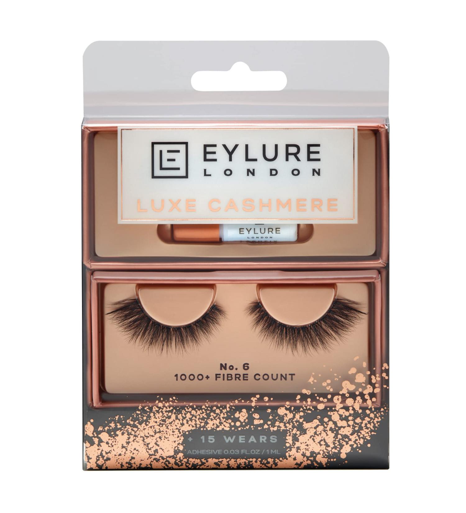 Eylure Luxe Cashmere No. 6 False Lashes with Adhesive - 1 Pair | Long-Lasting Glamorous Eyelashes - Buy Online on SooperMarket.com