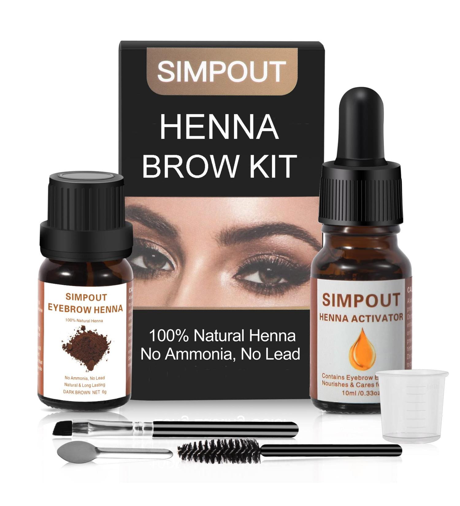 Simpout Henna Eyebrow Tint Kit - Dark Brown | Natural, Instant DIY Brow Coloring at Home and Salon - Buy Online on SooperMarket.com