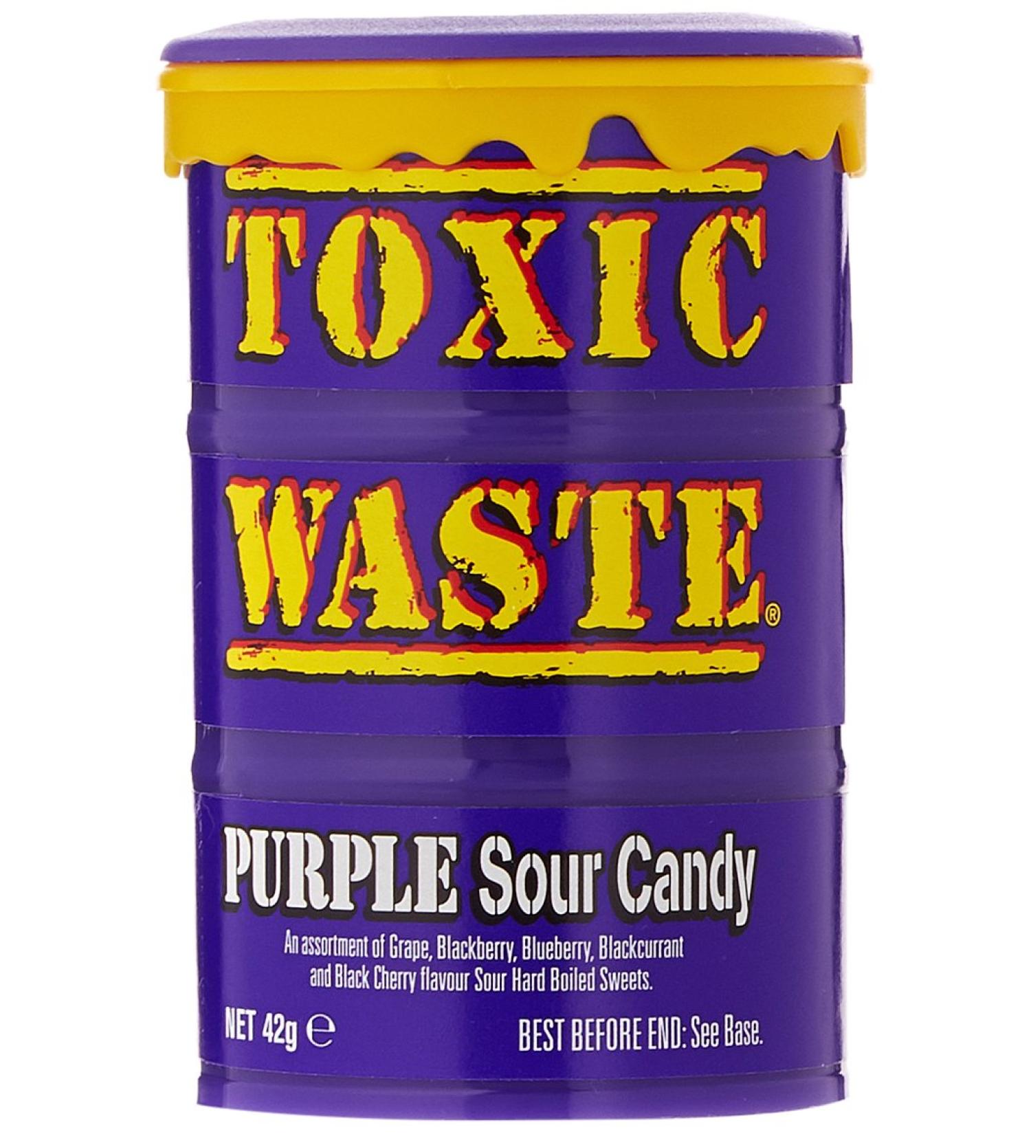 12 x Purple Toxic Waste Drum Candy Sweets - Ultra Sour Flavours (Grape BlackBerry Blueberry Blackcurrant & Black Cherry) - Buy Online on SooperMarket.com