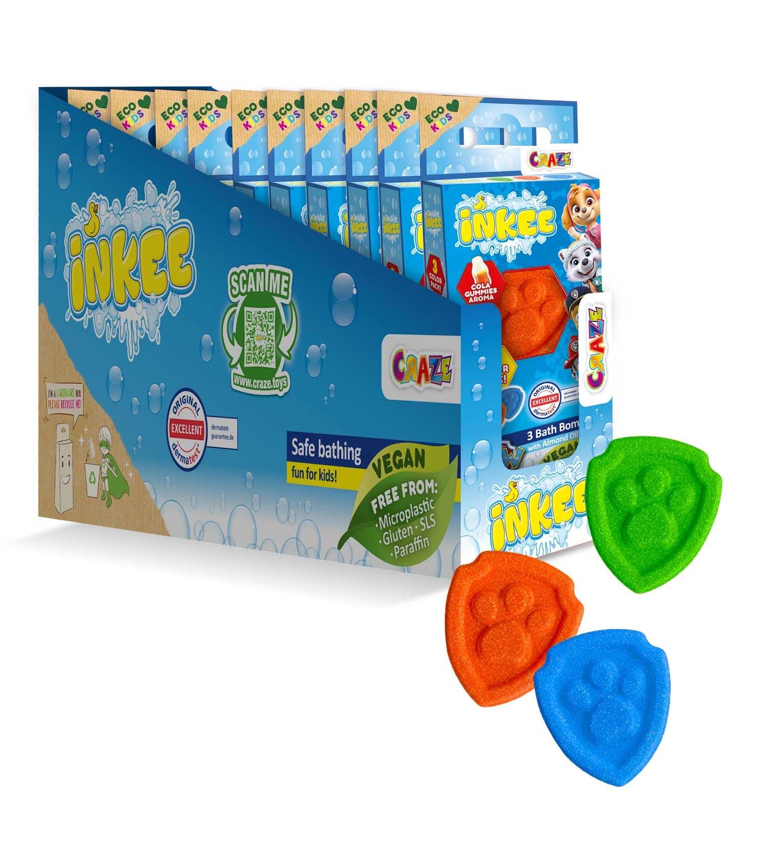 INKEE Paw Patrol Mini Bath Bombs - Kids Pack of 10 | 30 Colorful Bath Bombs with Almond Oil & Cola Gum Flavor | Fun Bath Time Treat! - Buy Online on SooperMarket.com