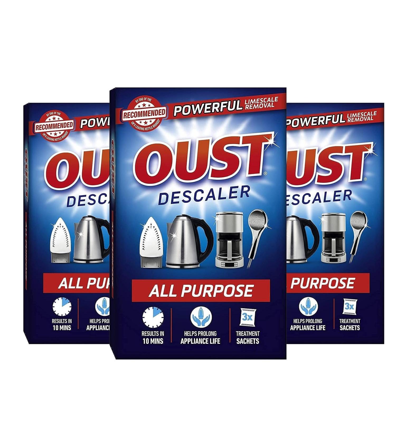 3 x 3 sachets Oust All Purpose Descaler for Kettle and Iron - Eco-Friendly Formula | Kettle Descaler Sachets Included | Effective Limescale Remover and Cleaner - Buy Online on SooperMarket.com