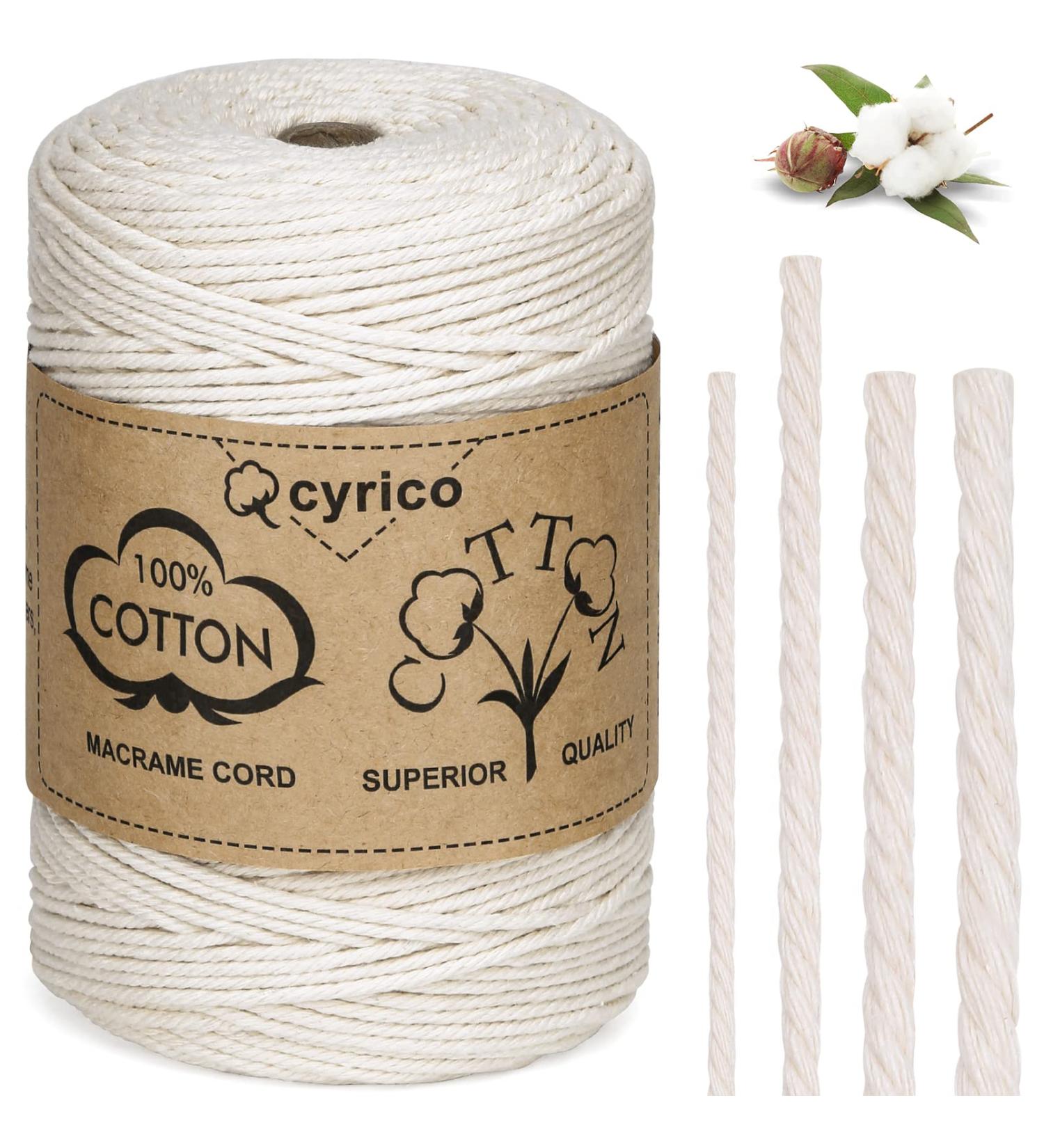 3mm x 300 Yards Natural Cotton Macrame Cord - Twisted Rope for Wall Hanging, Plant Hangers, Gift Wrapping - Wedding Decor Supplies - 300yd (Natural) - Buy Online on SooperMarket.com