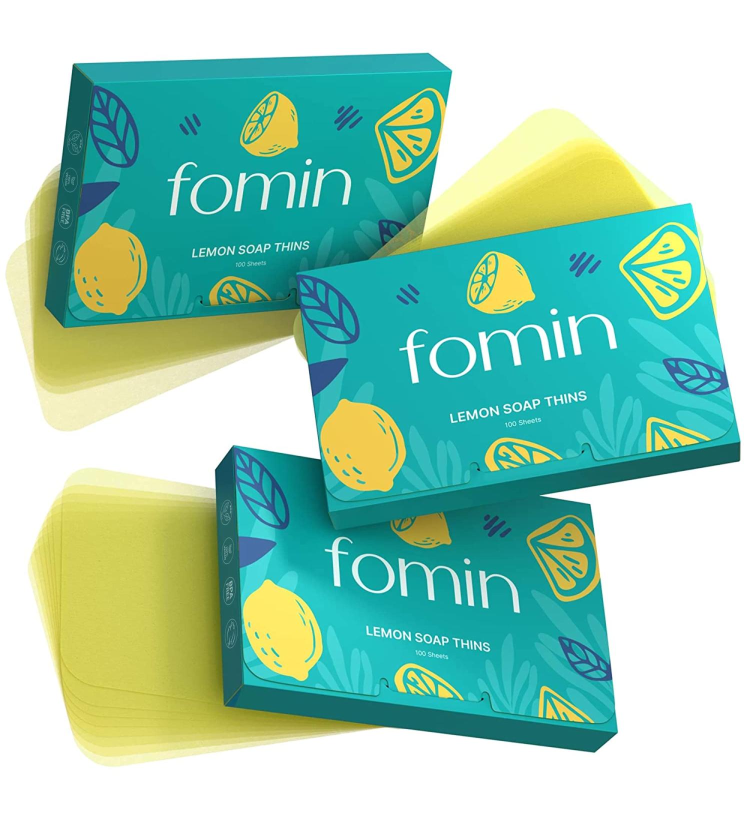FOMIN Antibacterial Lemon Travel Soap Sheets - 300ct Dissolvable Hand Washing Mini Soap for Camping - Buy Online on SooperMarket.com