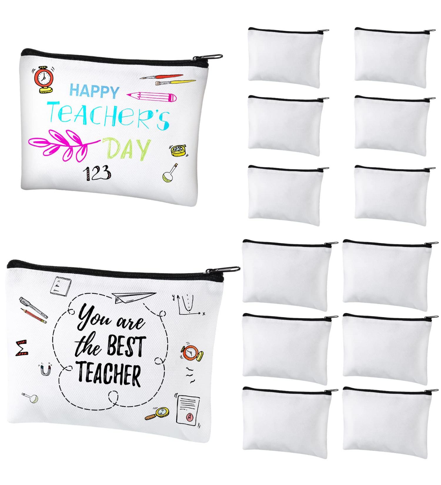 12-Piece Sublimation Blanks Cosmetic Bags Set - DIY Heat Transfer Makeup Canvas Pouch with Zipper - Multipurpose Toiletry & Pen Case (7.9 x 5.5 & 5.9 x 4.7) - Buy Online on SooperMarket.com