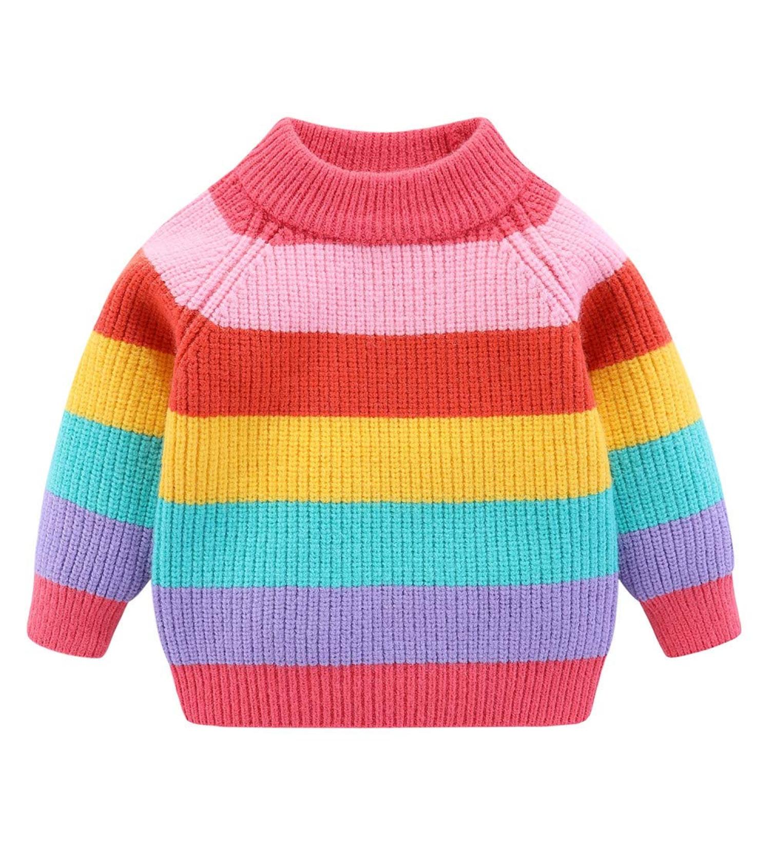 Mud Kingdom Baby Girl Rainbow Stripe Sweater Pullover Pink 12-18 Months - Buy Online on SooperMarket.com