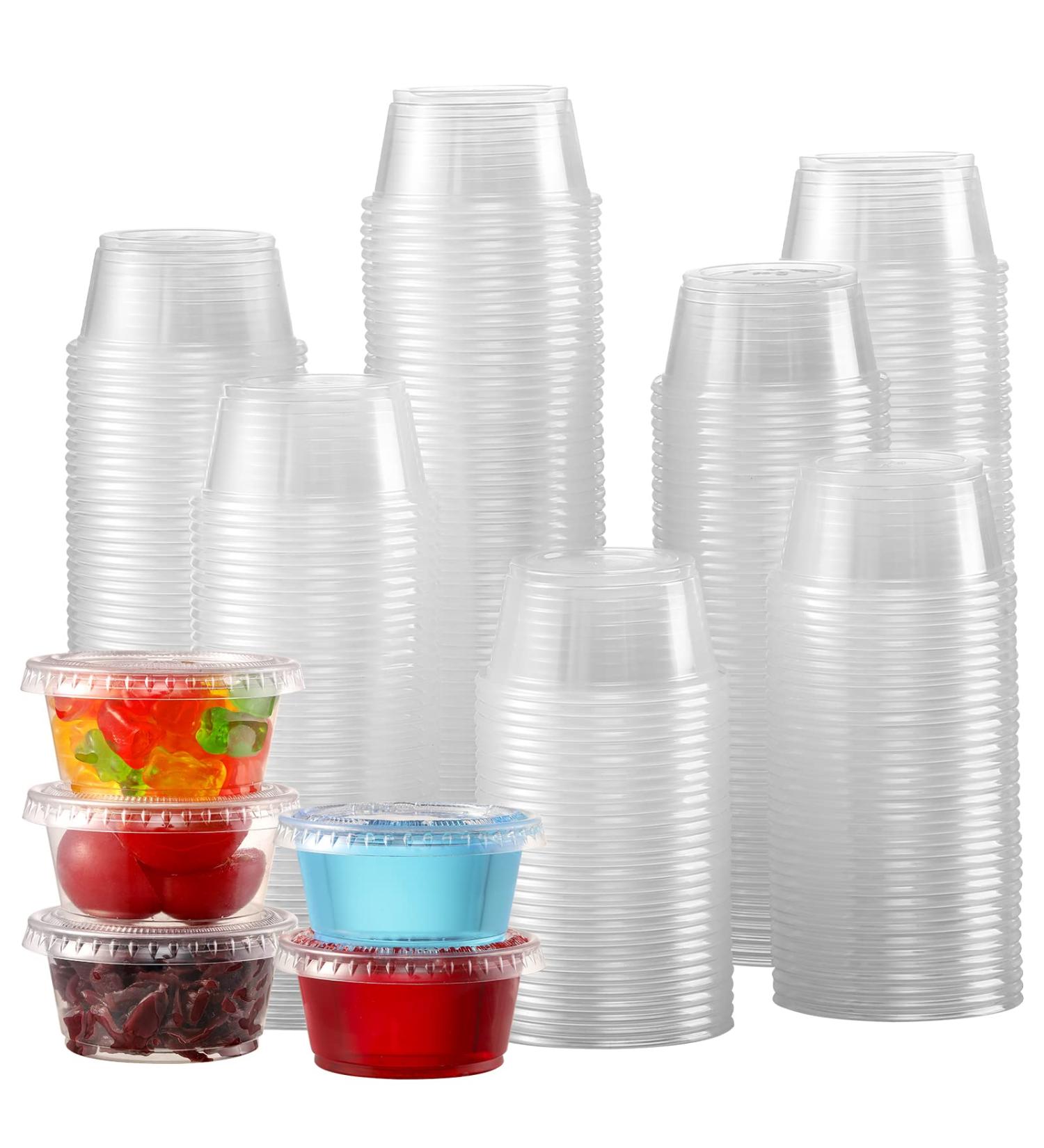 260 Sets 2oz Jello Shot Cups with Lids - Stackable Plastic Containers for Parties, Trips, and Lunch - Airtight Portion Cups for Salad Dressing, Dipping Sauces, and Condiments - Buy Online on SooperMarket.com