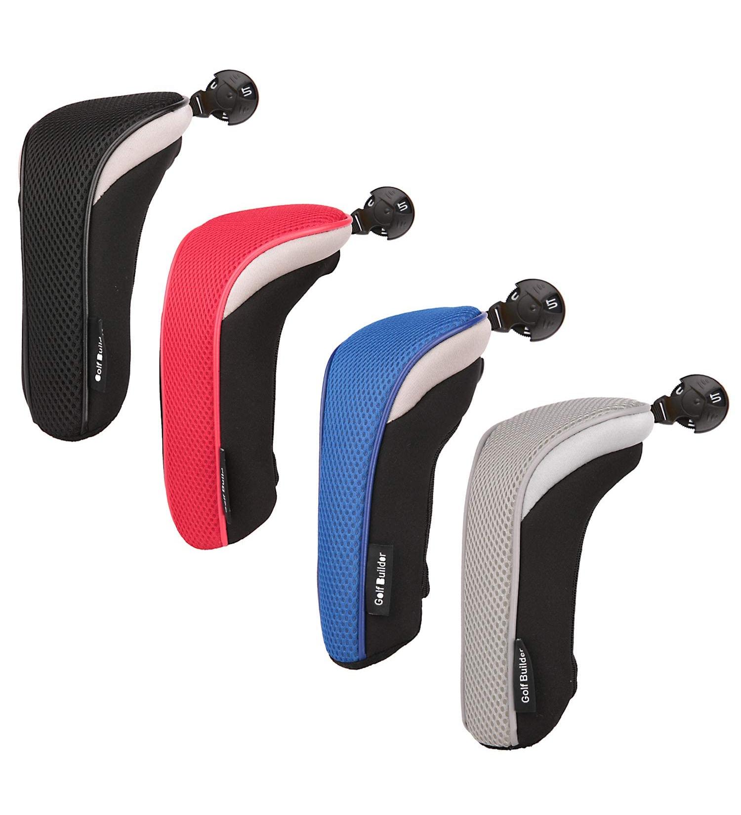 Sword & Shield Sports Golf Hybrid Club Head Covers Set of 4 | Interchangeable No. Tag UT Cover | Black/Red/Blue/Grey - Buy Online on SooperMarket.com