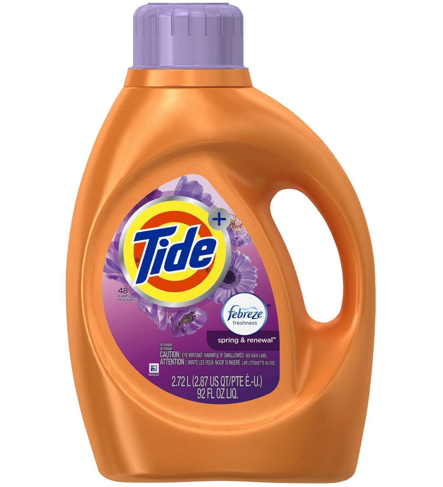 Tide plus Febreze Freshness Liquid Laundry Detergent Spring & Renewal 92 Fl Oz