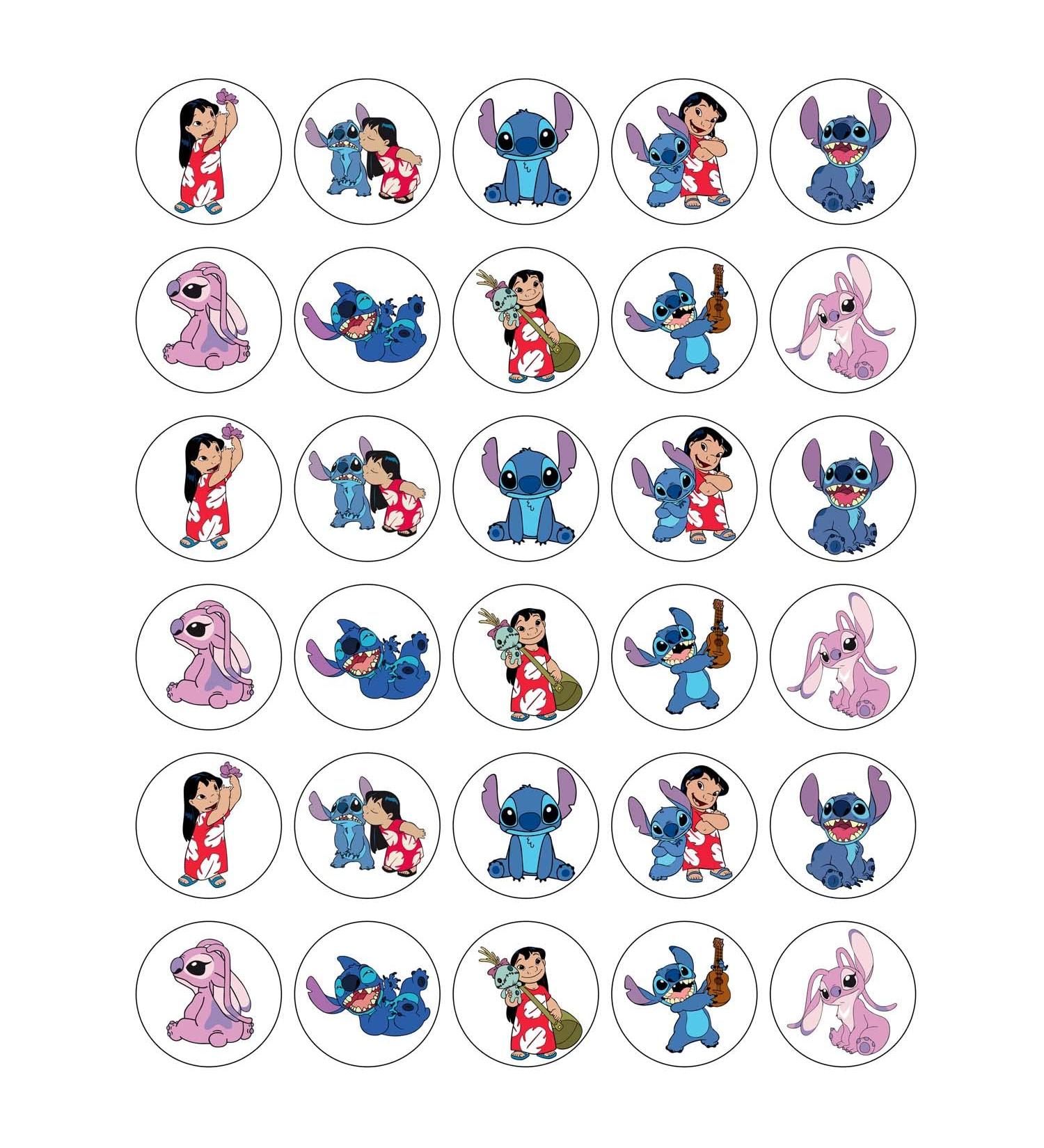 30 Lilo Stitch Edible Wafer Cupcake Toppers Fairy Cake Decoration Uncut