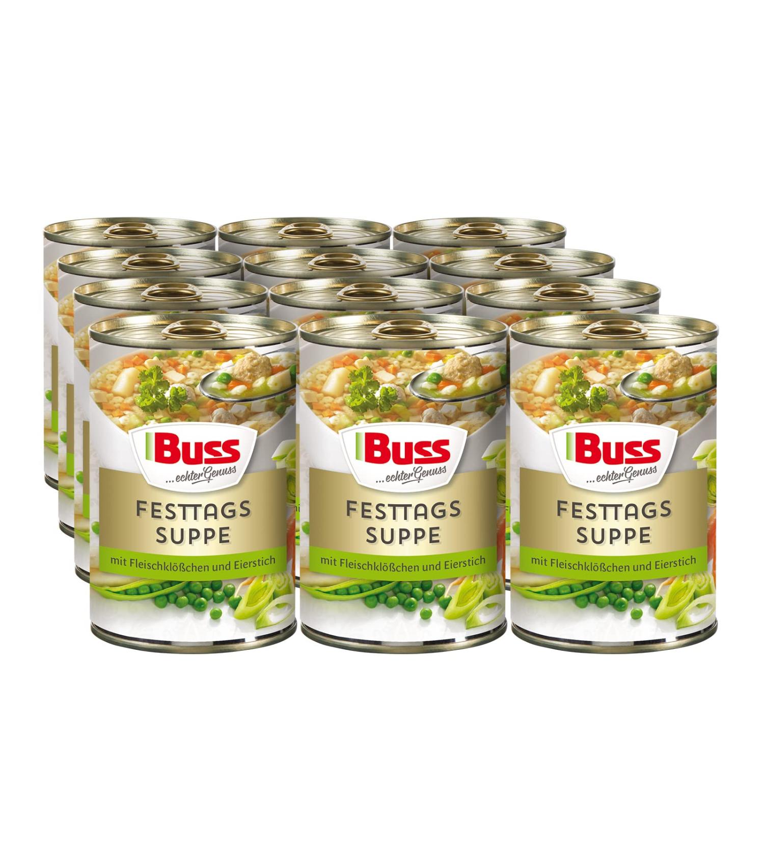 Buy Buss Classics - Fine Festive Soup with Meatballs & Vegetable Soup with Egg Custard - 12 x 400g | International Shipping Available - Buy Online on SooperMarket.com