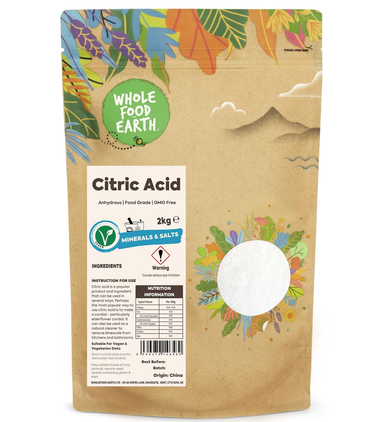 Wholefood Earth Citric Acid 2 kg - Natural Food Preservative - Pack of 1 - Buy Online on SooperMarket.com
