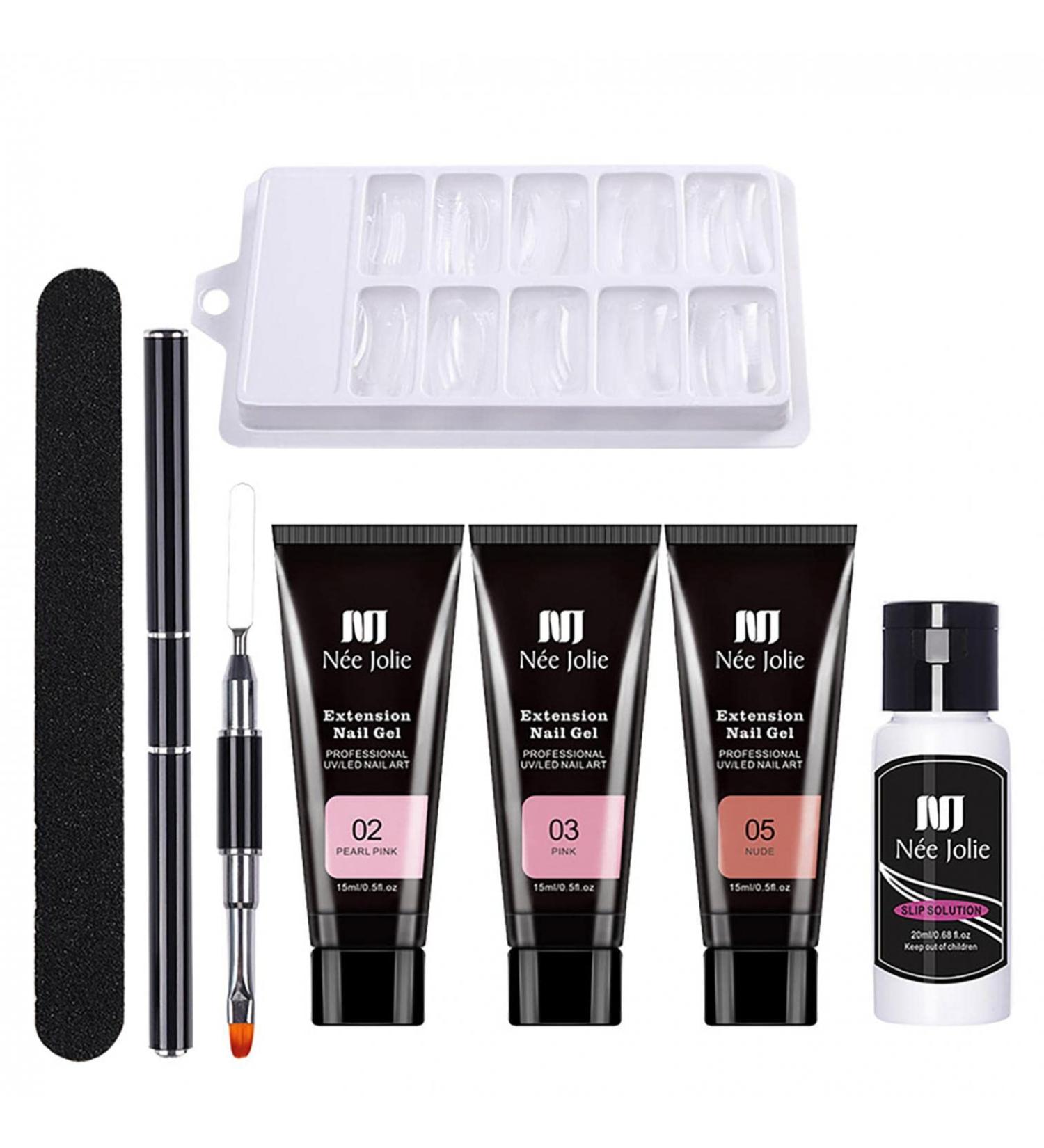 3 Colors Gel Nail Extension Set - Quick Building Acrylic Nail Gel for Technicians & DIY Salon Kit - Size #02 - Buy Online on SooperMarket.com