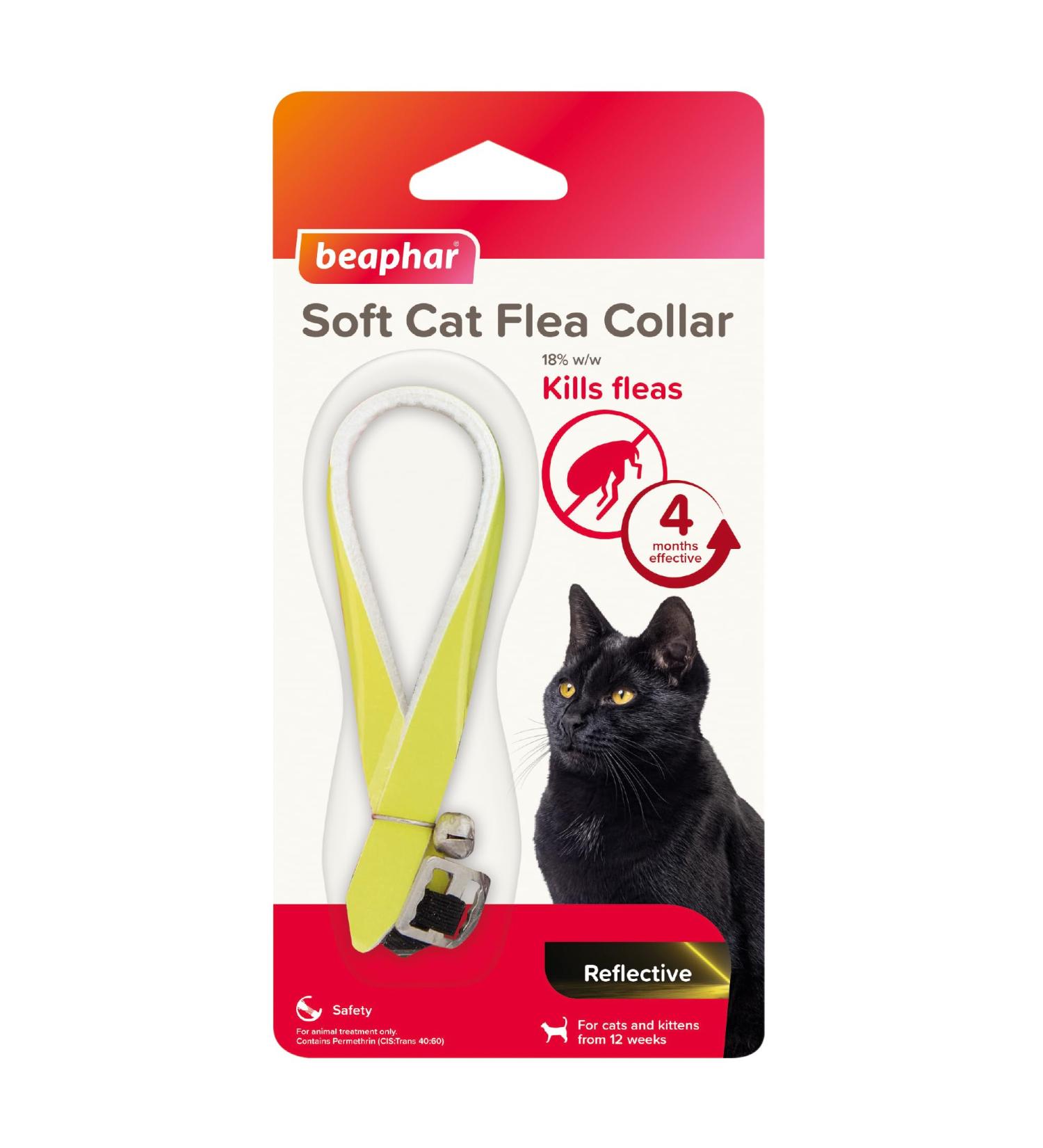 Beaphar Soft Flea Collar for Cats Kills Fleas For up to 4 Months Veterinary Medicine Adjustable With Safety Mechanism Reflective Finish for More Visibility at Night 1 x Reflective Collar - Buy Online on SooperMarket.com