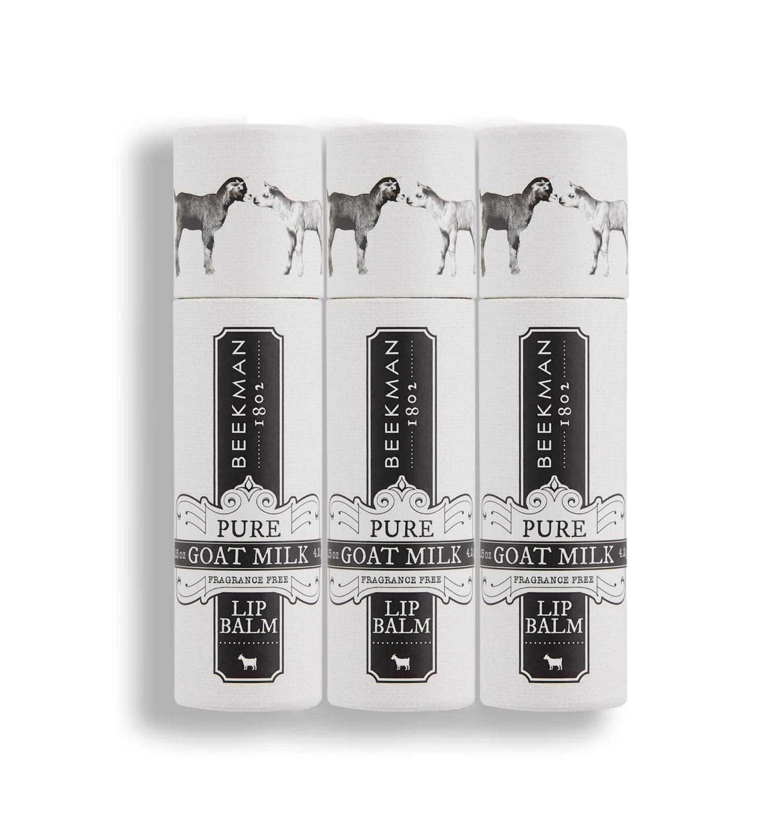 Buy Beekman 1802 Lip Balm (0.15 oz Pack of 3) - Goat Milk Vitamin E & Beeswax for Dry Lips - Sensitive Skin Cruelty Free Fragrance-Free - Buy Online on SooperMarket.com