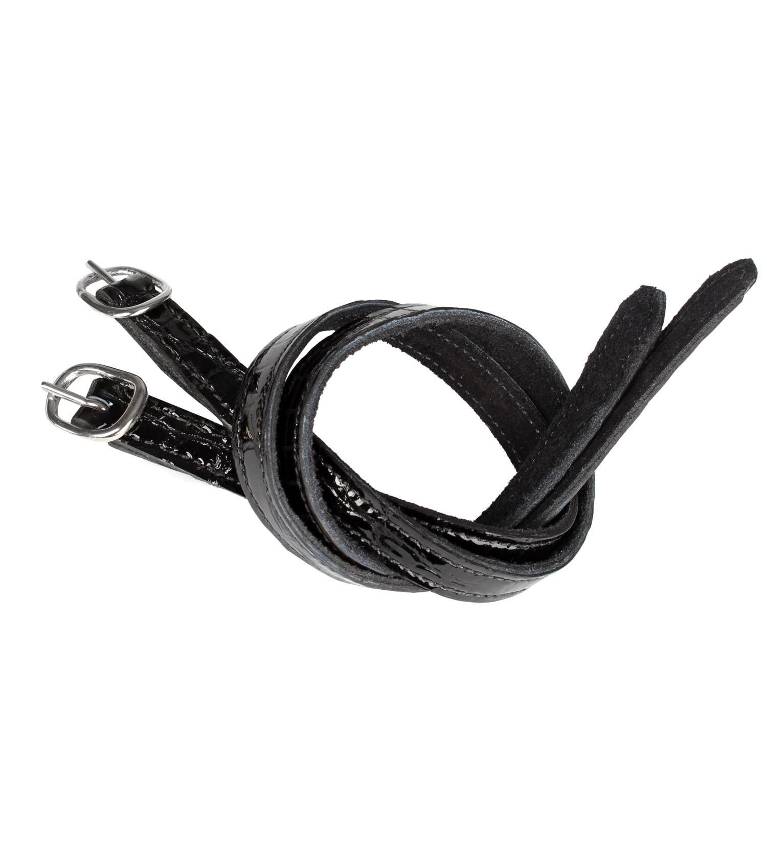 Horka Spur Straps Patent Croco Leather By Pair Black/Silver One Size