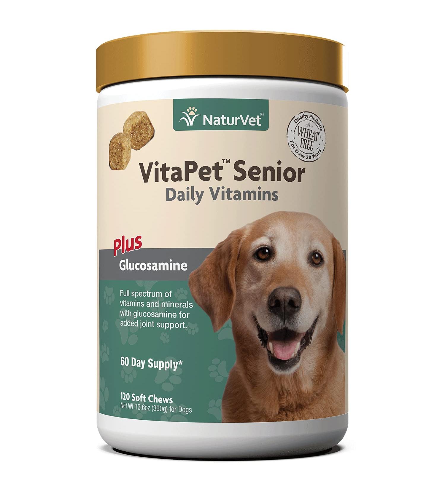 NaturVet VitaPet Senior Daily Vitamins Plus Glucosamine for Dogs 120 Soft Chews 12.6 oz (360 g)