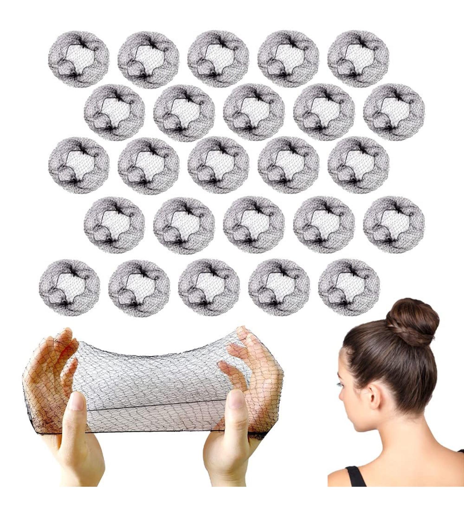 ZEVONDA 20 PCS Invisible Hair Nets - 50cm/20inch Elastic Edge Mesh Hair Net for Women Girls - Perfect for Ballet, Dance, Gymnastics - Black (20PCS) - Buy Online on SooperMarket.com