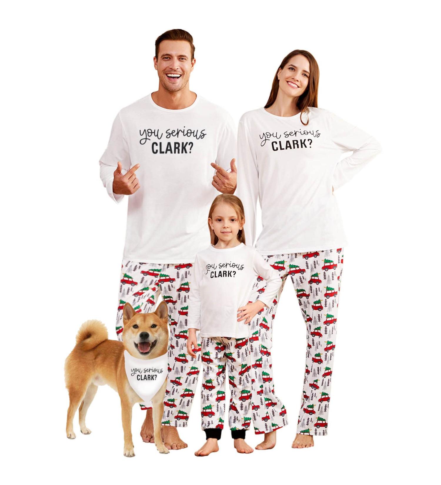 IFFEI Christmas Pyjamas Matching Family Pajamas Set - Letter Print Tops and Plaid Pants for Women Men Kids Baby Pet - White/Letter - Buy Online on SooperMarket.com