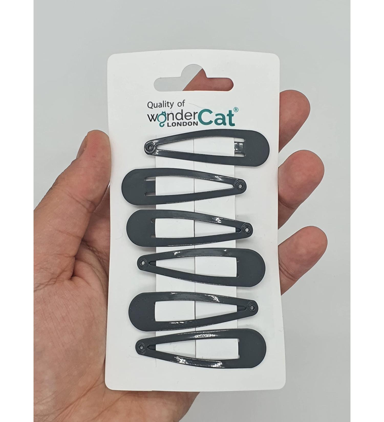 6 PCS Grey Metal Snap Hair Clips - 5CM Long | Hair Grip Pins - Buy Online on SooperMarket.com