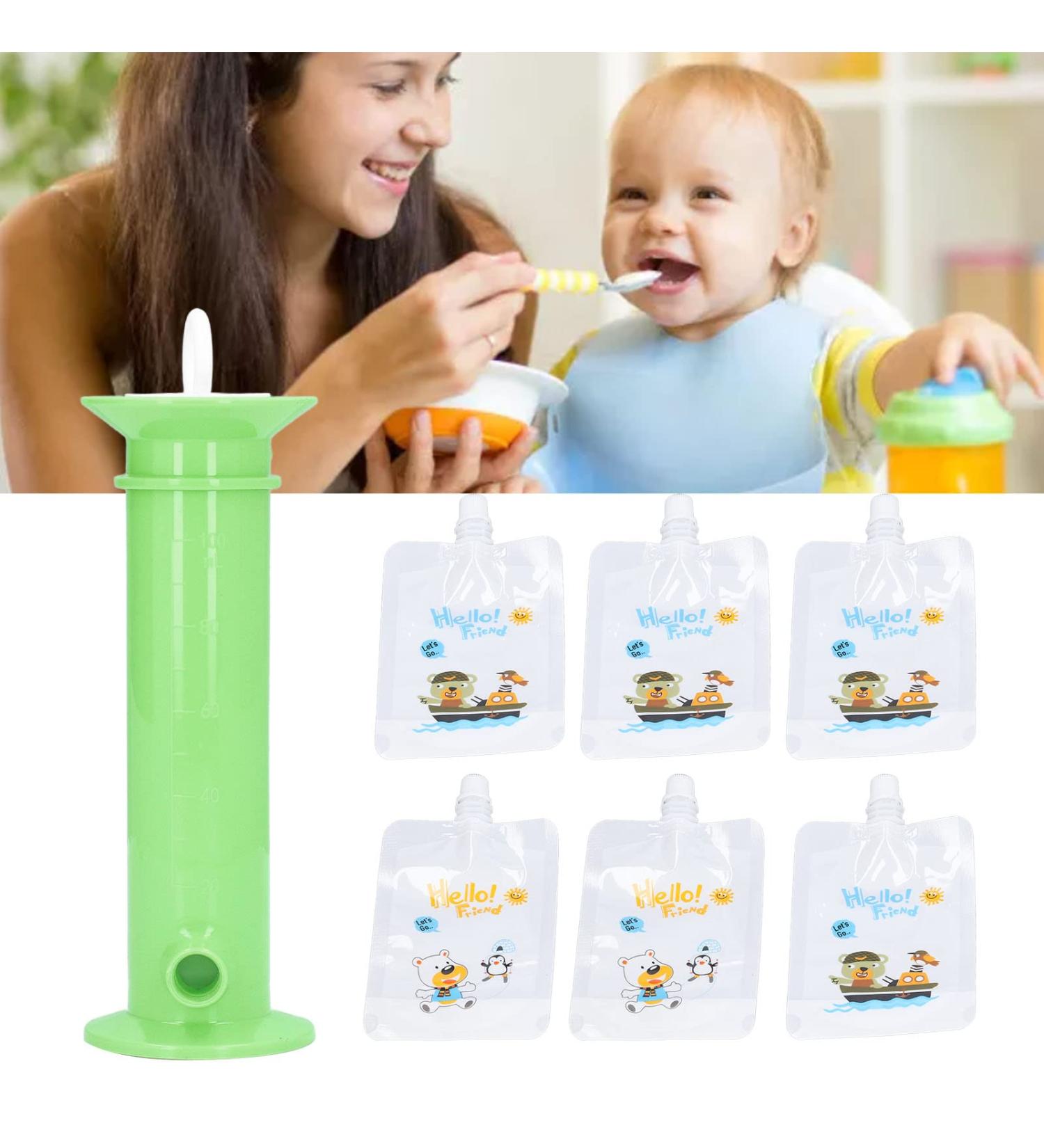 Squeeze Station Baby Food Pouch Maker with Reusable Pouches - Portable DIY Fruit Puree Filler for Infants and Toddlers - Green - Buy Online on SooperMarket.com