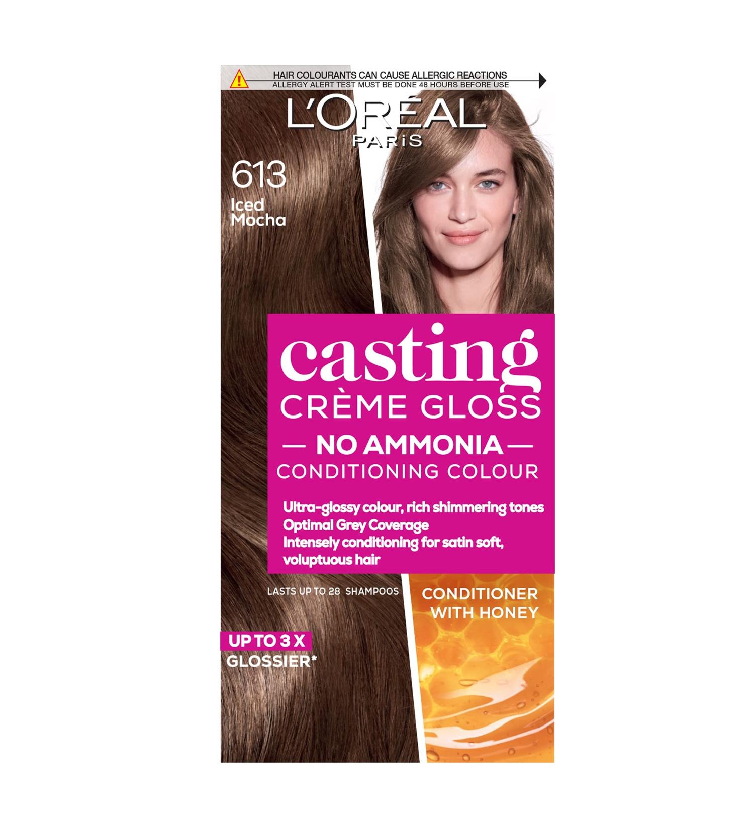 L'Oreal Paris Casting Cr me Gloss Semi-Permanent Hair Dye 613 Iced Mocha - Ammonia-Free Formula, Honey-Infused Conditioner - Pack of 3 - Buy Online on SooperMarket.com