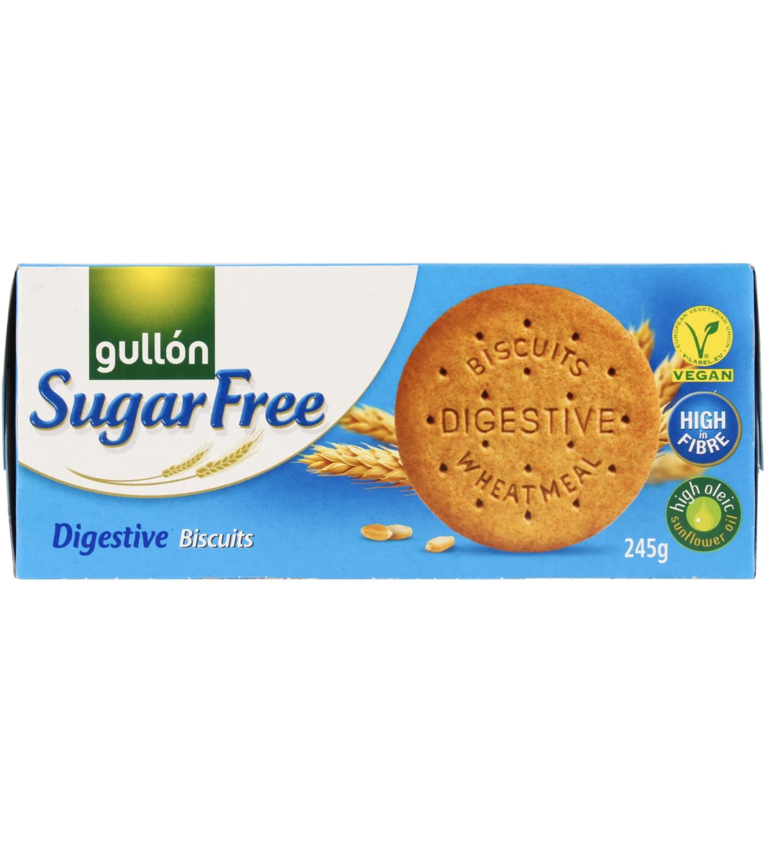 Gullon Sugar-Free Digestive Biscuits 5 x 245g - Vegan High Fiber No Added Sugar + 1 x Sugar Free Ice Lolly - Great For Diabetics & Healthier Life Style