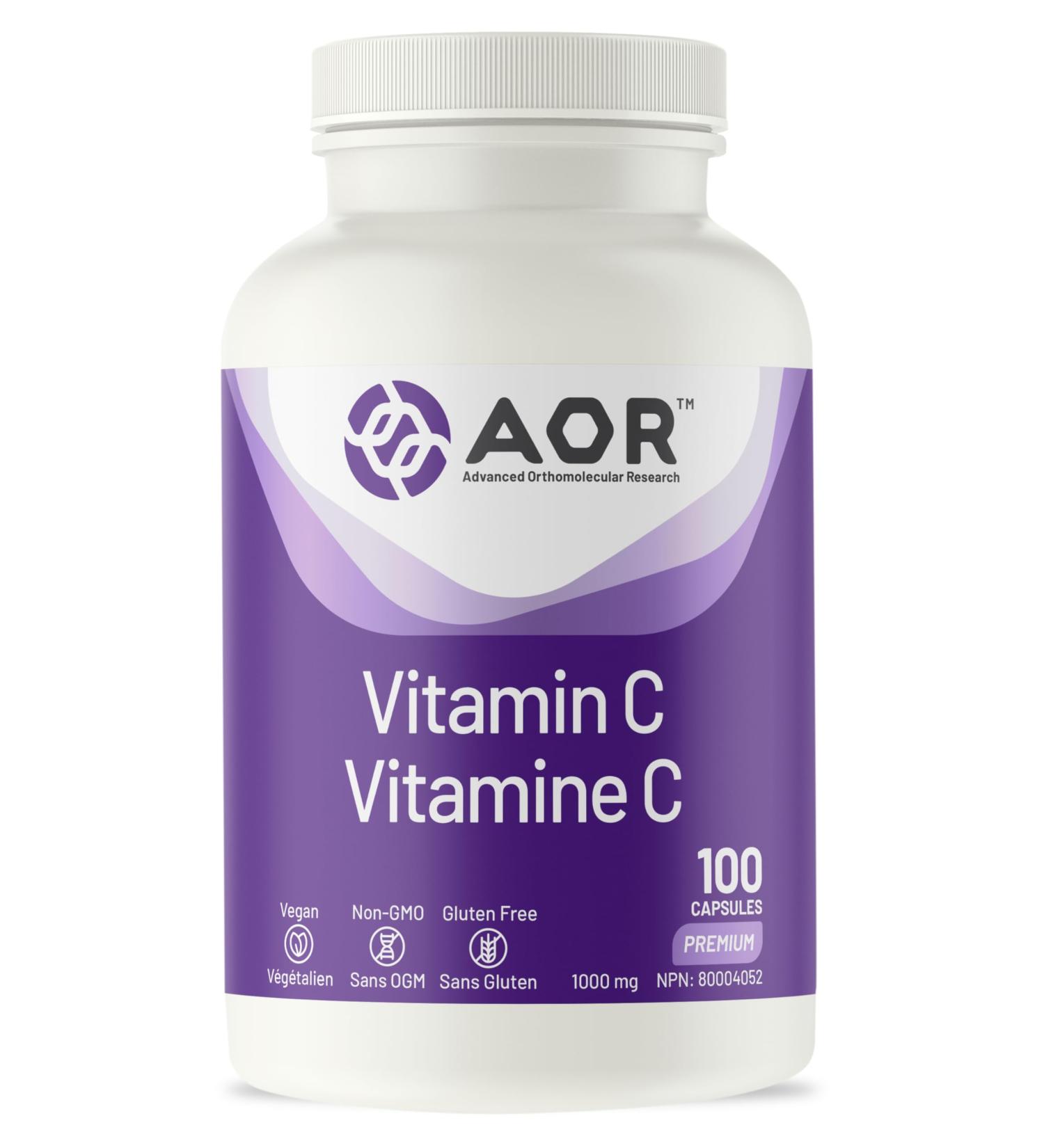 AOR - Vitamin C 1000mg 100 Capsules - Essential Ascorbic Acid Supplement - Promotes Overall Wellness - Supports Bones Gums & Teeth - Non-GMO Vegan - Ideal for Daily Health Maintenance - Buy Online on SooperMarket.com