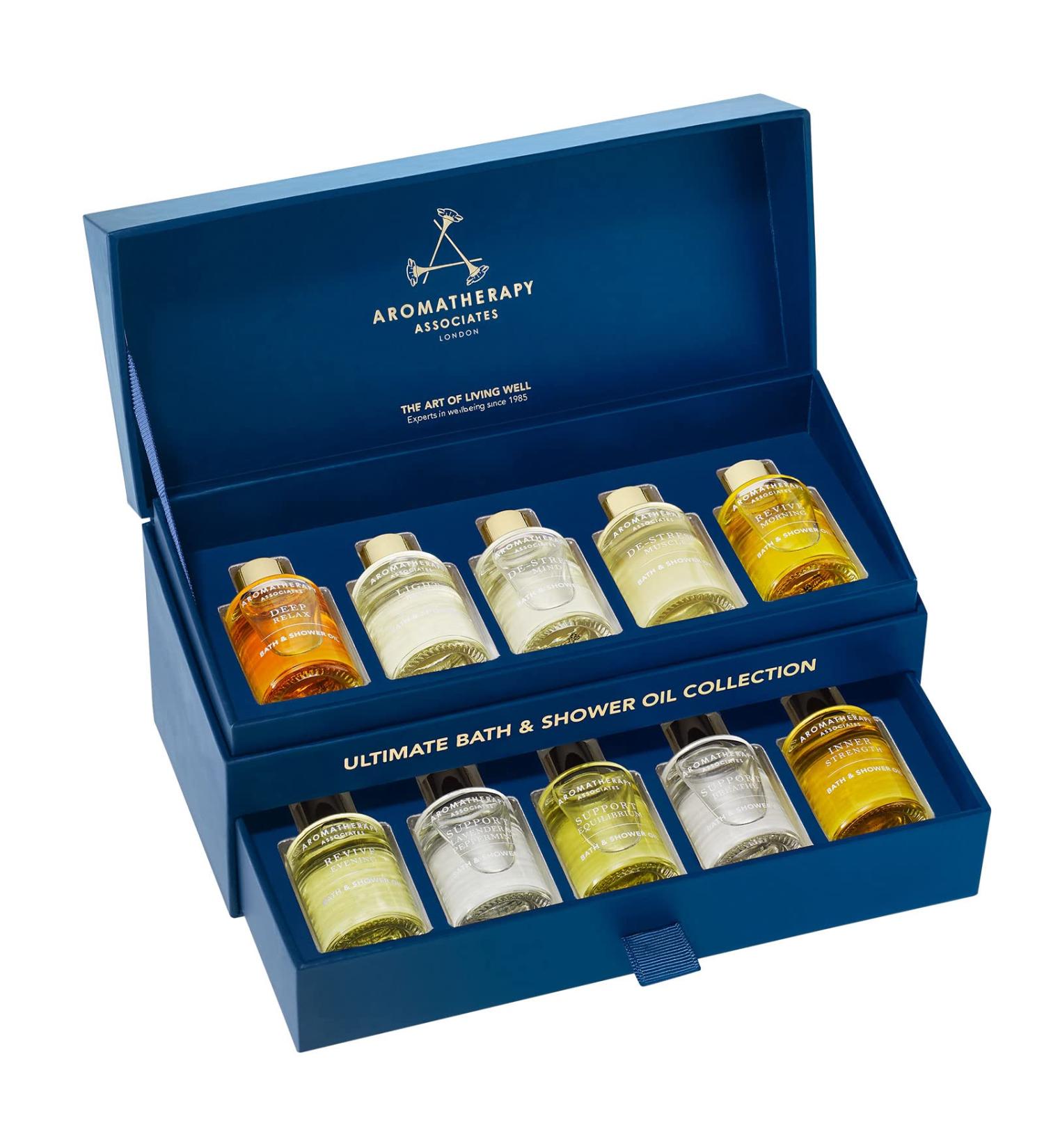 Aromatherapy Associates Ultimate Wellbeing Bath & Shower Oil Set - 10 Premium Oils in Decorative Gift Box - Buy Online on SooperMarket.com