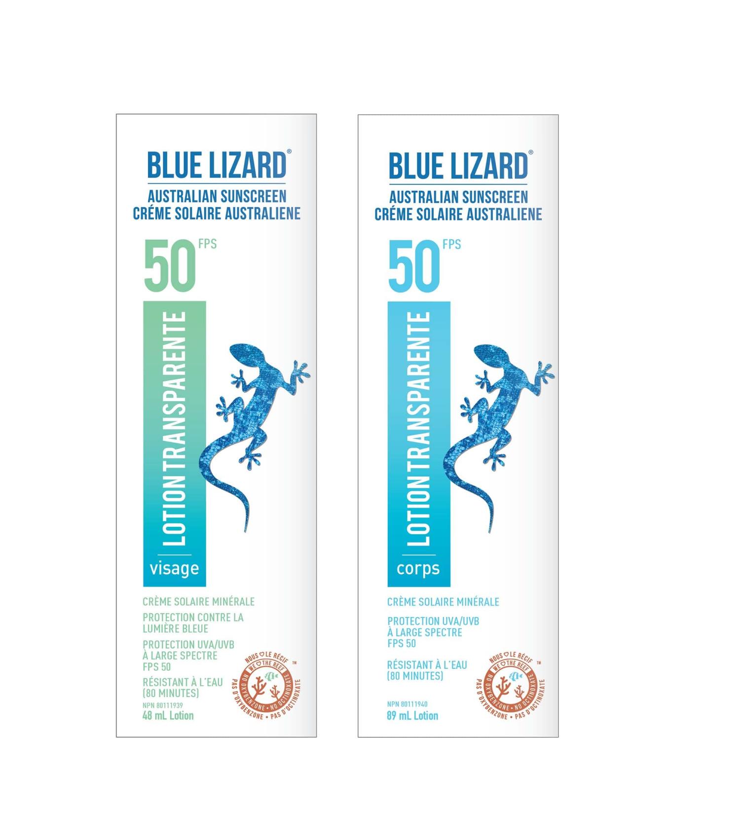 BLUE LIZARD Sheer Mineral Sunscreen SPF 50 Duo Pack for Face & Body Non-Greasy Sunscreen Lotion 2 Count 89ml Tube 48g Tube - Buy Online on SooperMarket.com