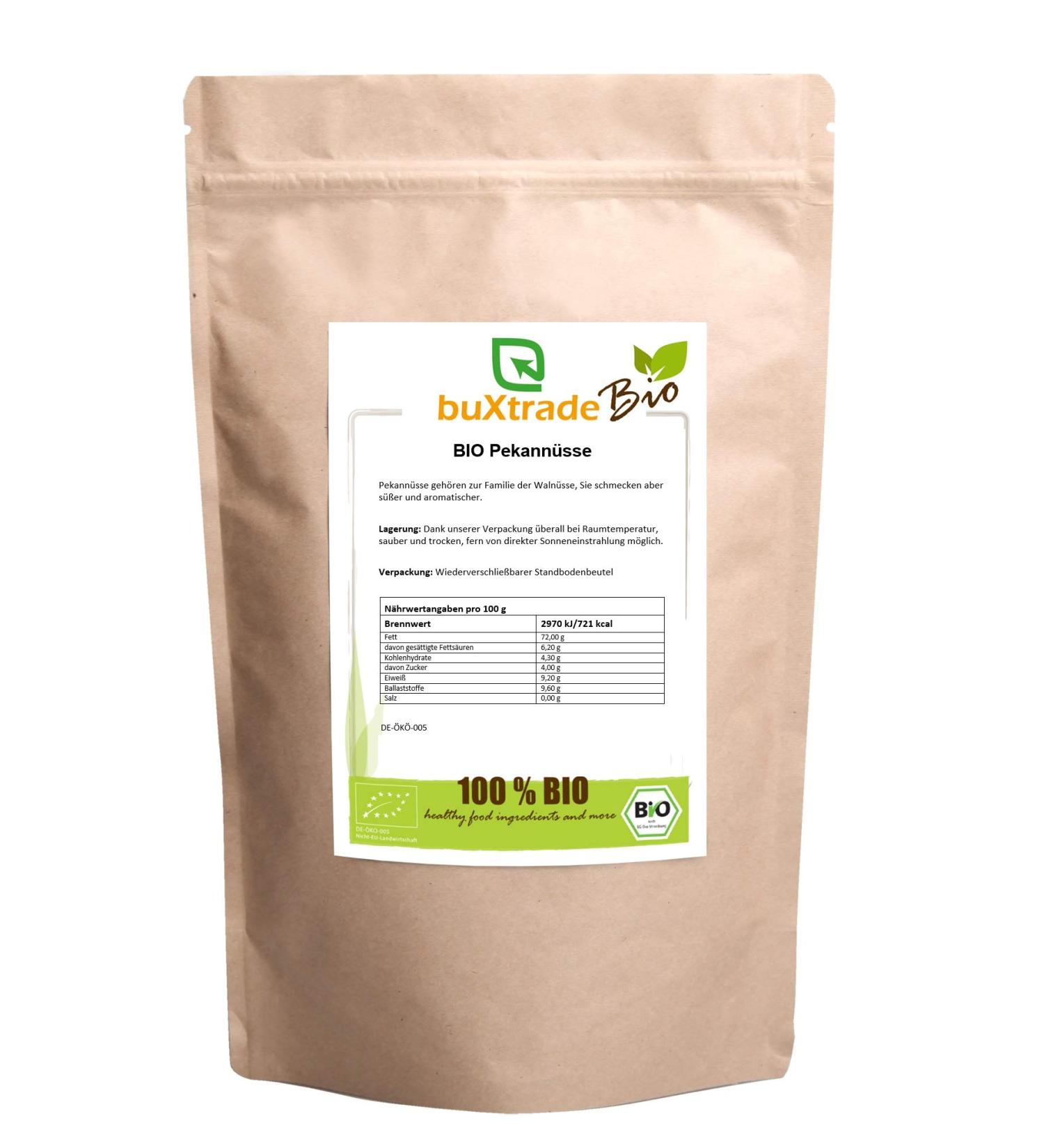 ORGANIC pecans | untreated | unsalted | Pecannus | Buxtrade | Various quantities (2x 1 kg)