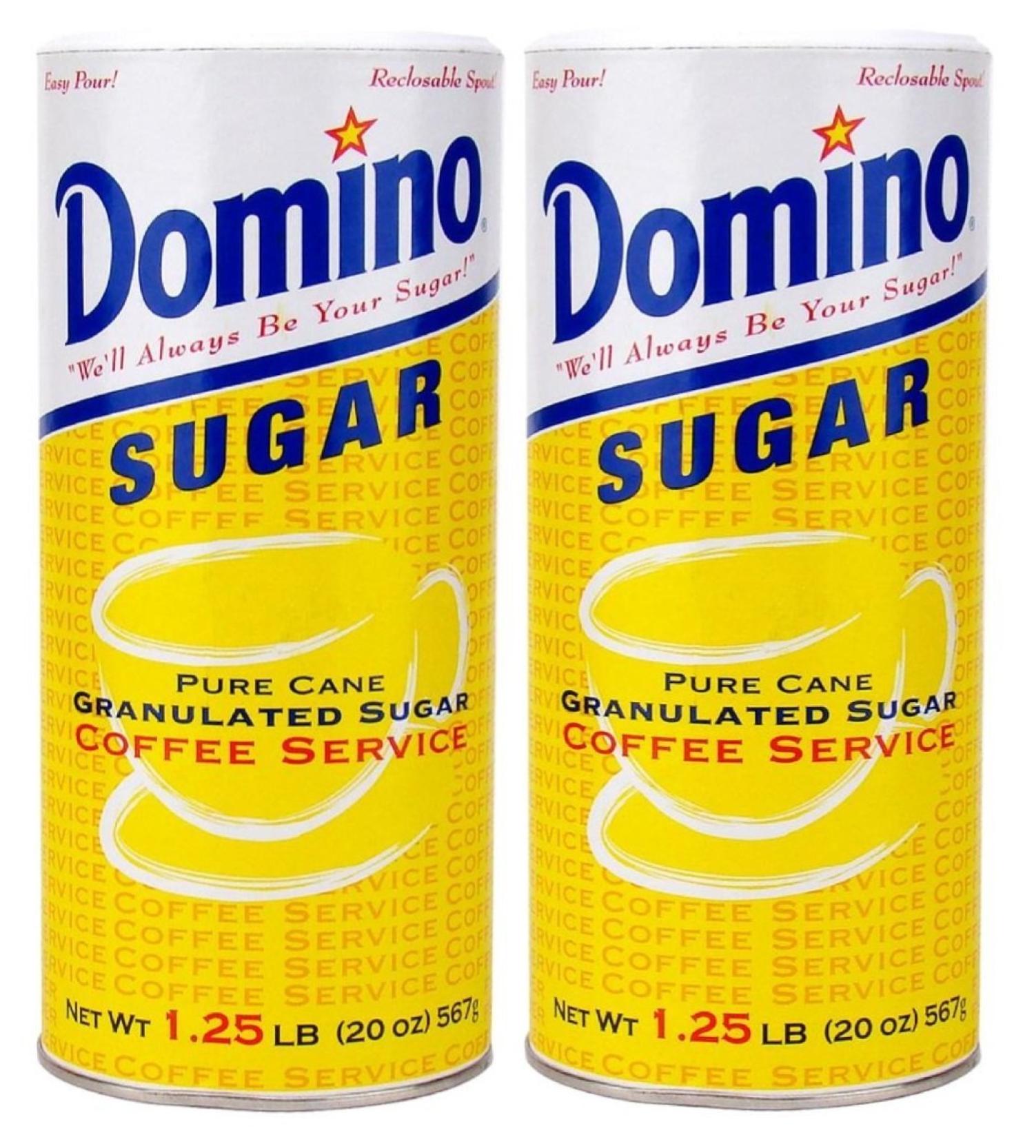 Domino Pure Cane Granulated Sugar. 20-Ounce Easy Pour Reclosable Top Canister (Pack of 2)