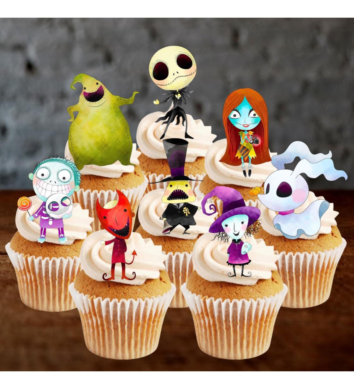 Nightmare Christmas Cupcake Toppers PRECUT Optional - Halloween Theme Edible Cake Decorations Nightmare Birthday Decorations Nightmare Cake Topper NMBC Cupcake Toppers (PRECUT Pack of 12) - Buy Online on SooperMarket.com
