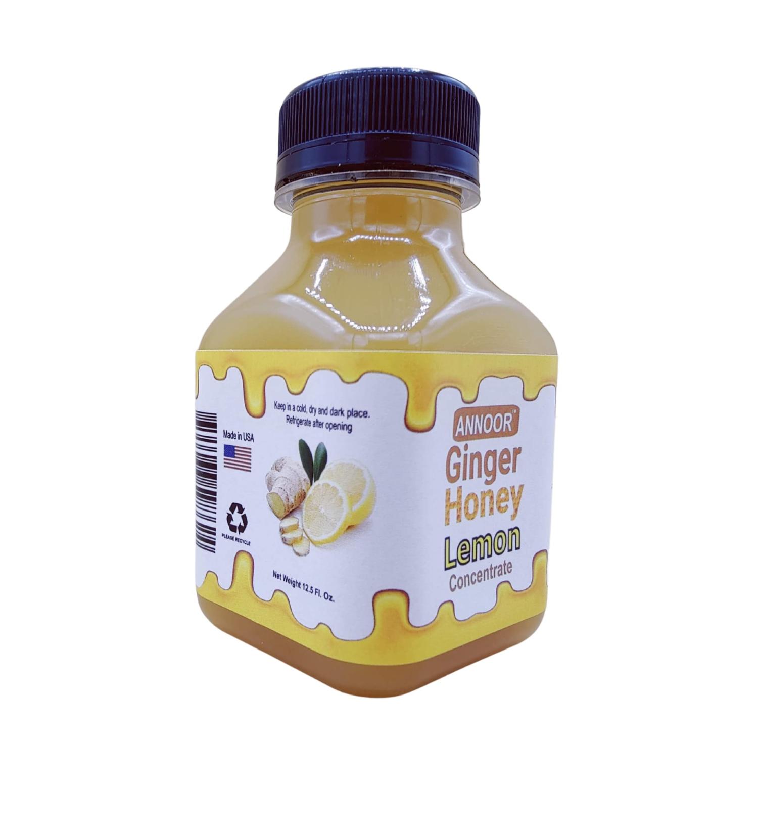 Annoor 100% Raw Honey with Pressed Ginger & Lemon Juice Concentrate - Detox Water Refresher, Tea, Cocktail & Dressing - 12.5 Fl Oz - Buy Online on SooperMarket.com