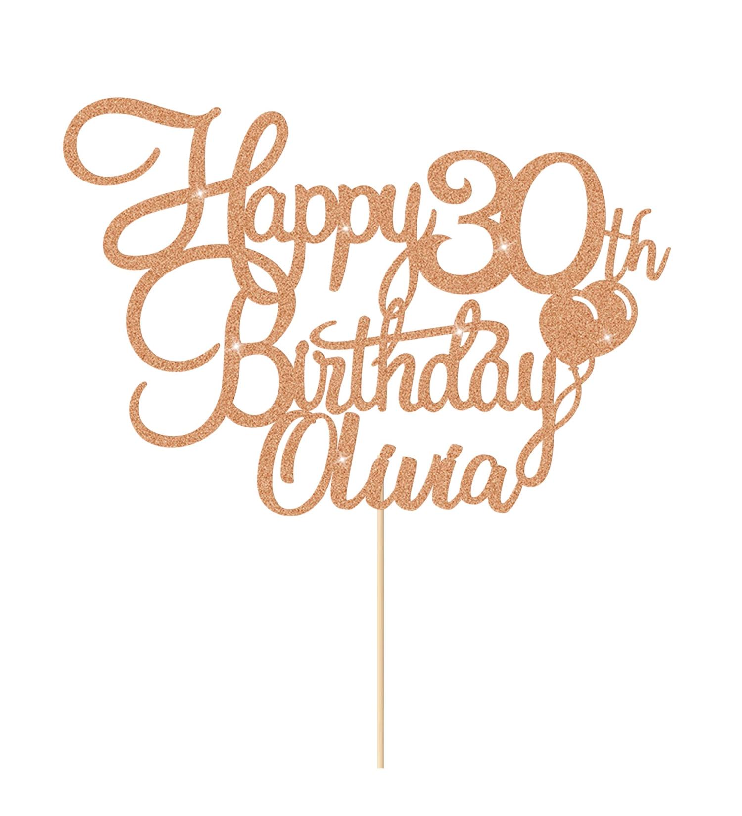 Cake Topper Personalised Birthday Cake Topper Cake Decor Glitter Cake Toppers with Any Name Age 1st 10th 16th 18th 20th 21st 30th 40th 50th 60th 70th 80th (Rose Gold) - Buy Online on SooperMarket.com