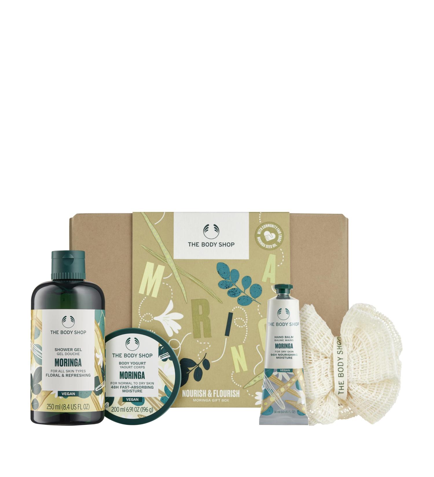 The Body Shop Nourish & Flourish Moringa Body Care Gift Set Vegan 4-Piece Gift Set