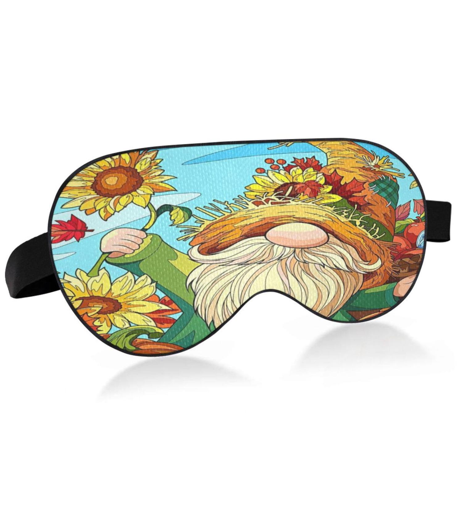 Haskirky Light Blocking Eye Mask | Adjustable for Men and Women | Ideal for Travel, Yoga, Meditation | Comfortable Smooth Design | Sunflower Gnome Print - Buy Online on SooperMarket.com