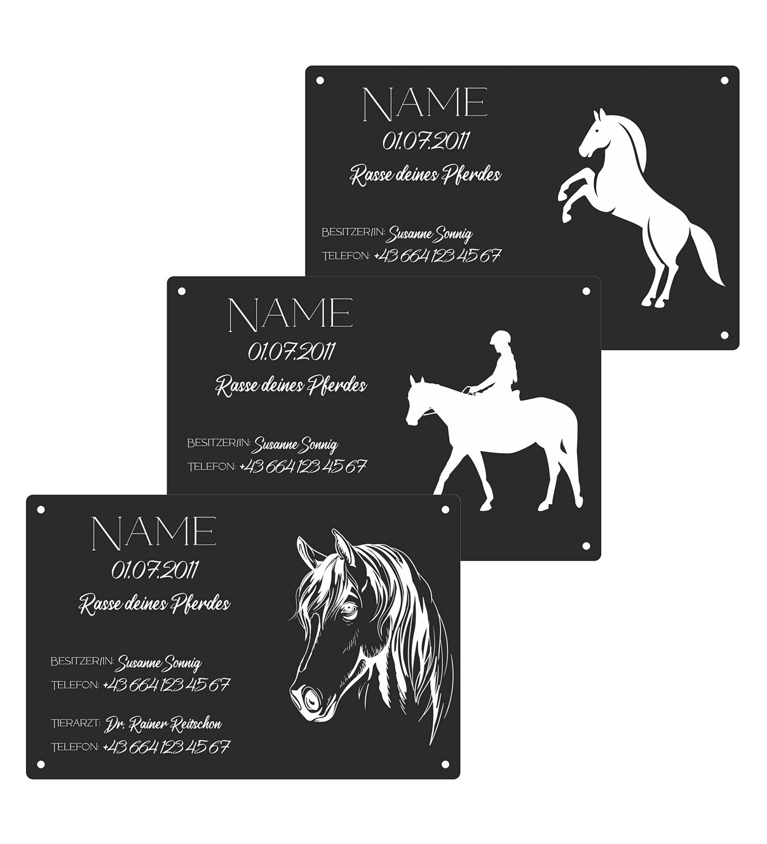 Personalized Horse Shape Stable Bar Sign | 29x19cm Black Glossy Laser Engraved | UV-Resistant & Waterproof | Perfect for Equestrian Decorations - Buy Online on SooperMarket.com
