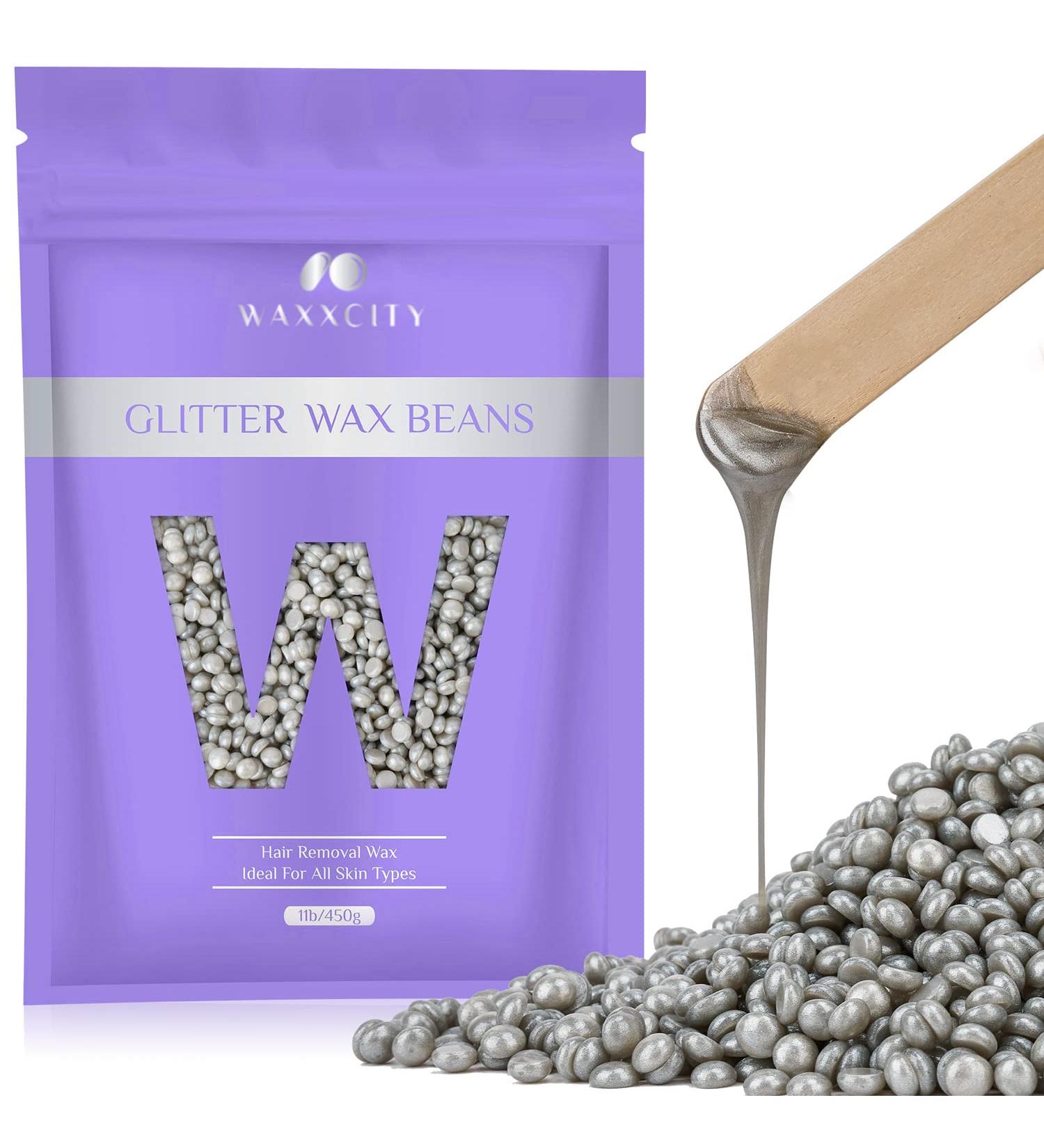 Glitter Grey Hard Wax Beads 1lb - Gentle Hair Removal for Sensitive Skin - Facial & Fine Hair - At-Home Waxing Refill - Buy Online on SooperMarket.com