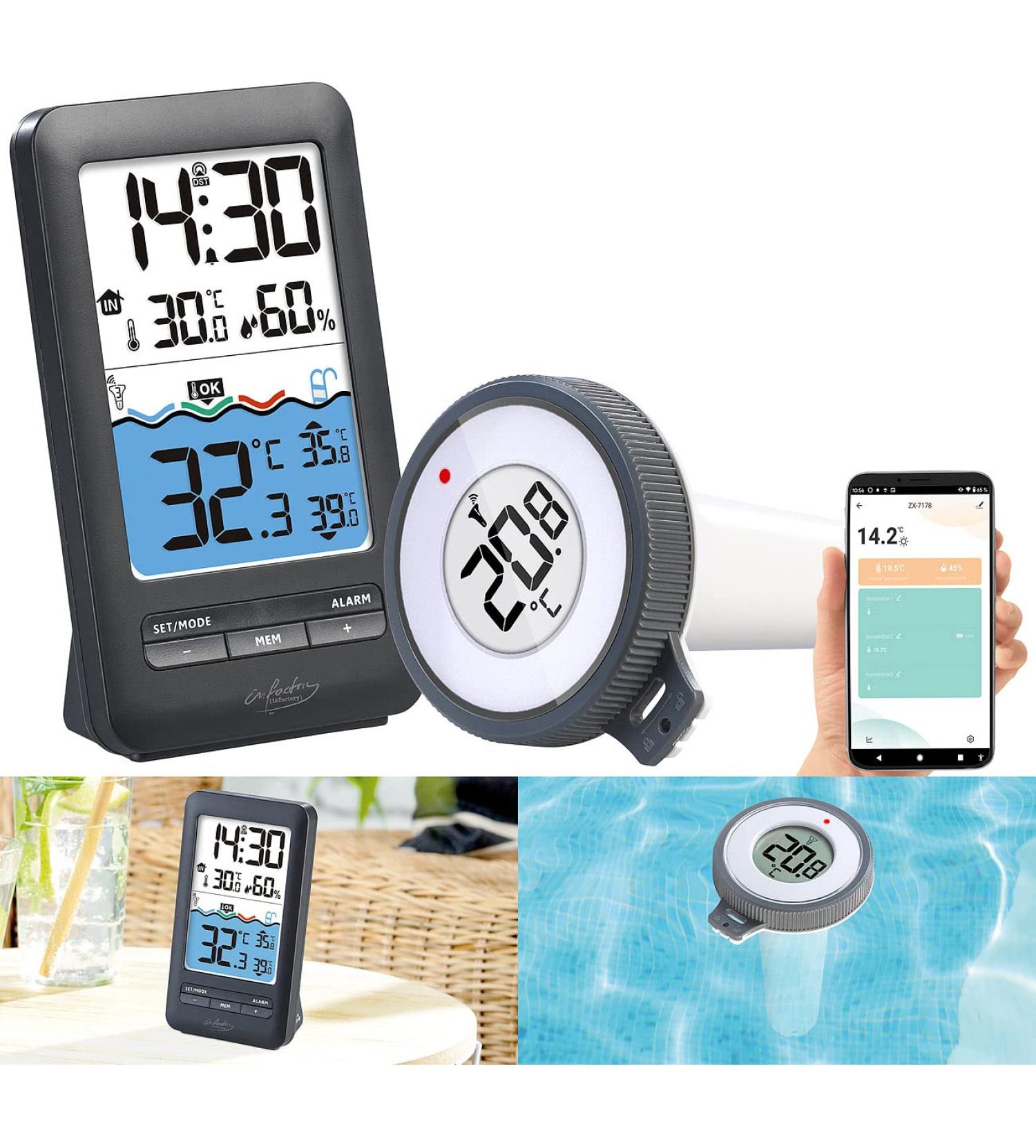 Infactory Tuya Smart Pool Thermometer - WiFi & Alexa Compatible IP67 Waterproof Perfect for Pools & Ponds - Buy Online on SooperMarket.com