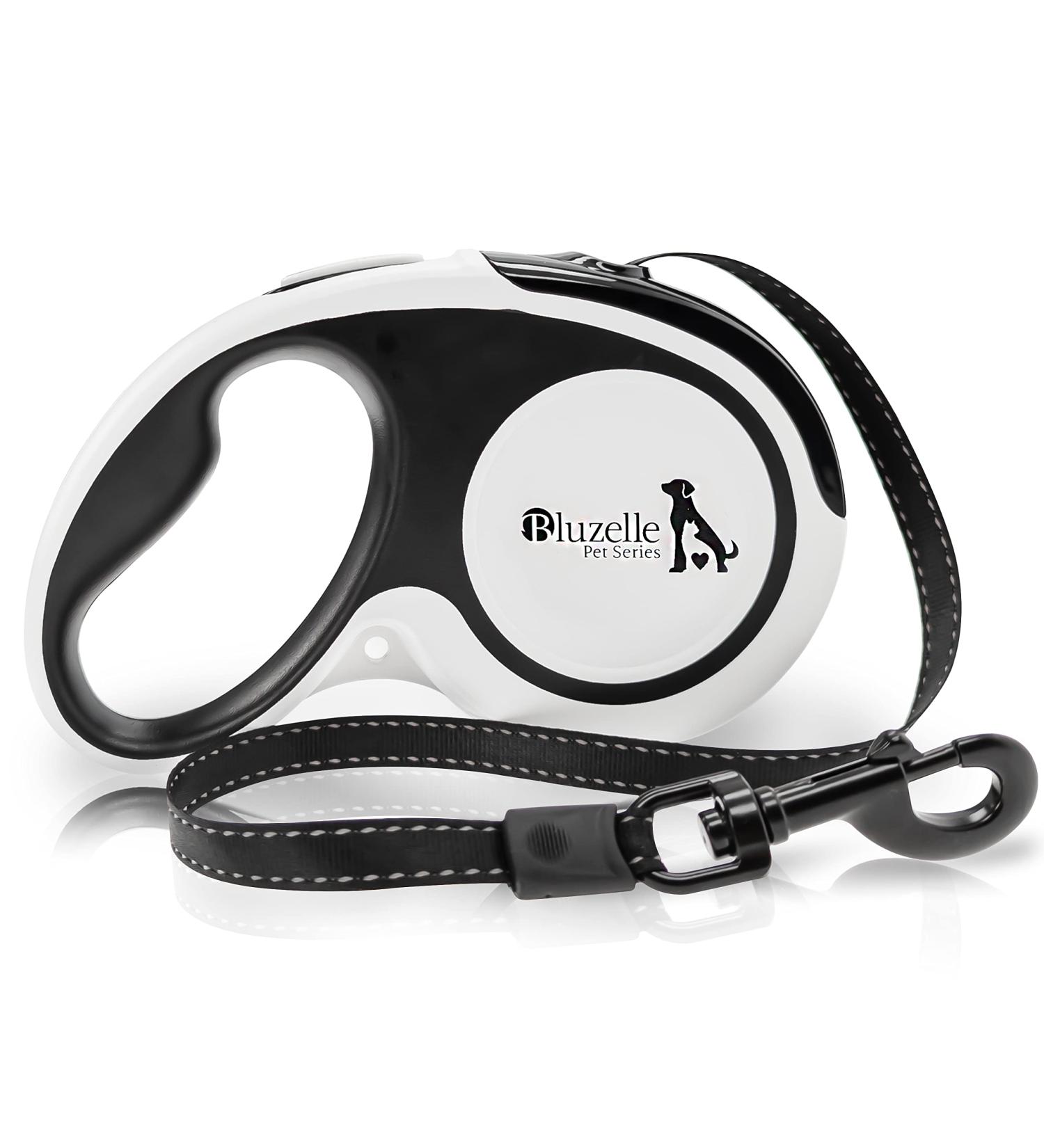 Buy Bluzelle 5m Roller Leash with Reflector Strips for Small Dogs | Ergonomic One-Hand Brake 360 Carabiner Hook Nylon Belt - Ideal for Dogs up to 20kg - Buy Online on SooperMarket.com