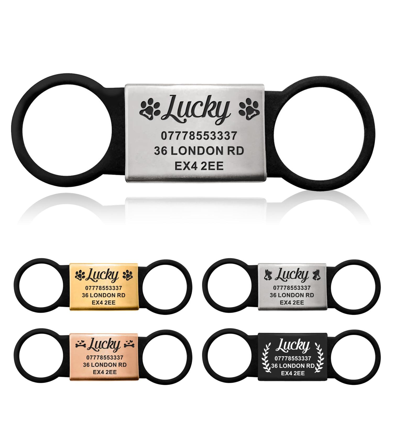 Dog Tag Personalised Dog Name Tag ID Tag for Pets Dogs Cats Engraved UK Slide On Collar Dog Tags 4 Colours Different Fonts Name Identity Tags(Black and Silver L) - Buy Online on SooperMarket.com