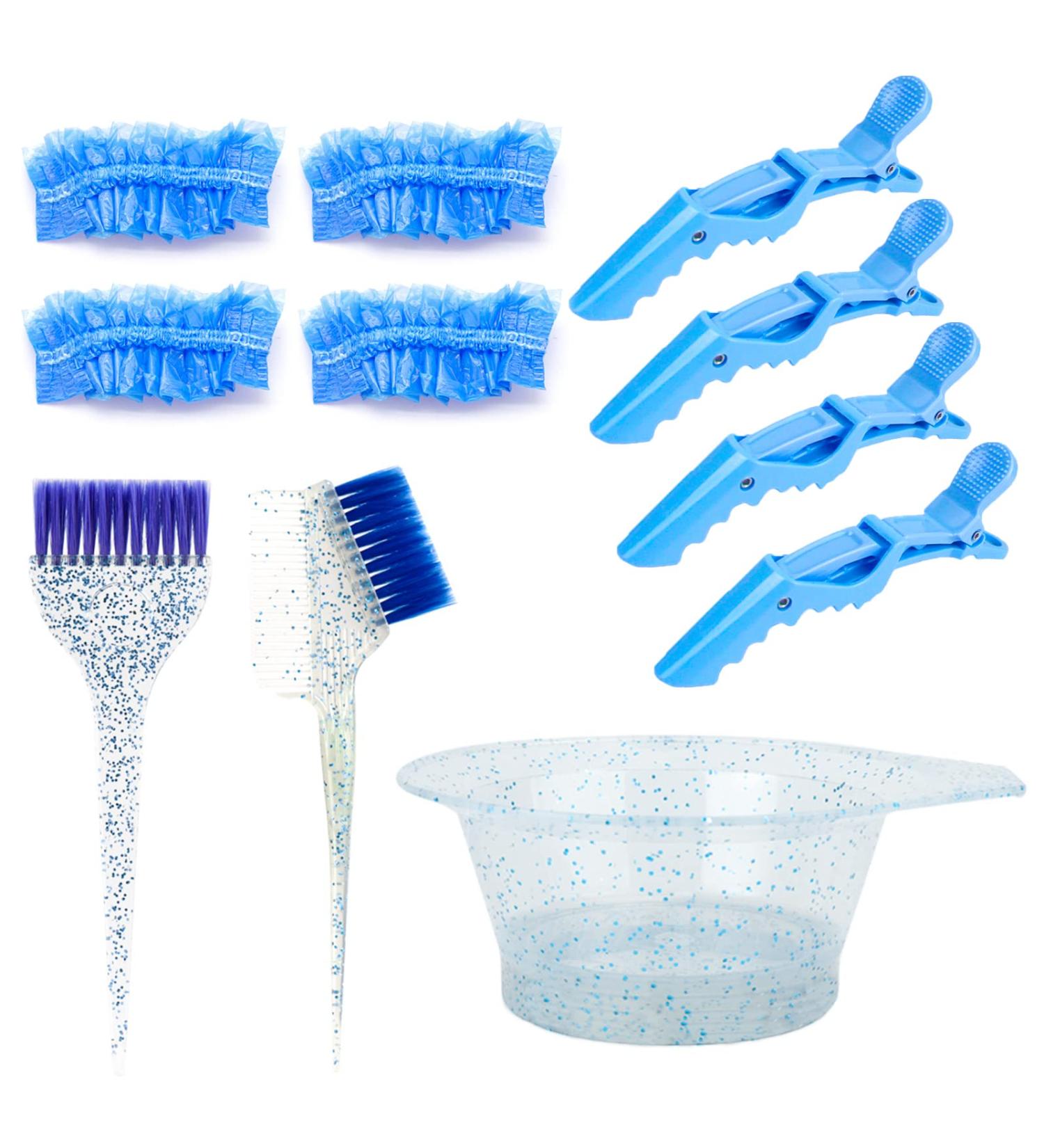 WSimily 11 Pcs Hair Dye Coloring Kit - Professional Salon Tools for DIY Hair Coloring - Mixing Bowl, Brushes, Bleaching Kit, Ear Muffs - Blue - Buy Online on SooperMarket.com