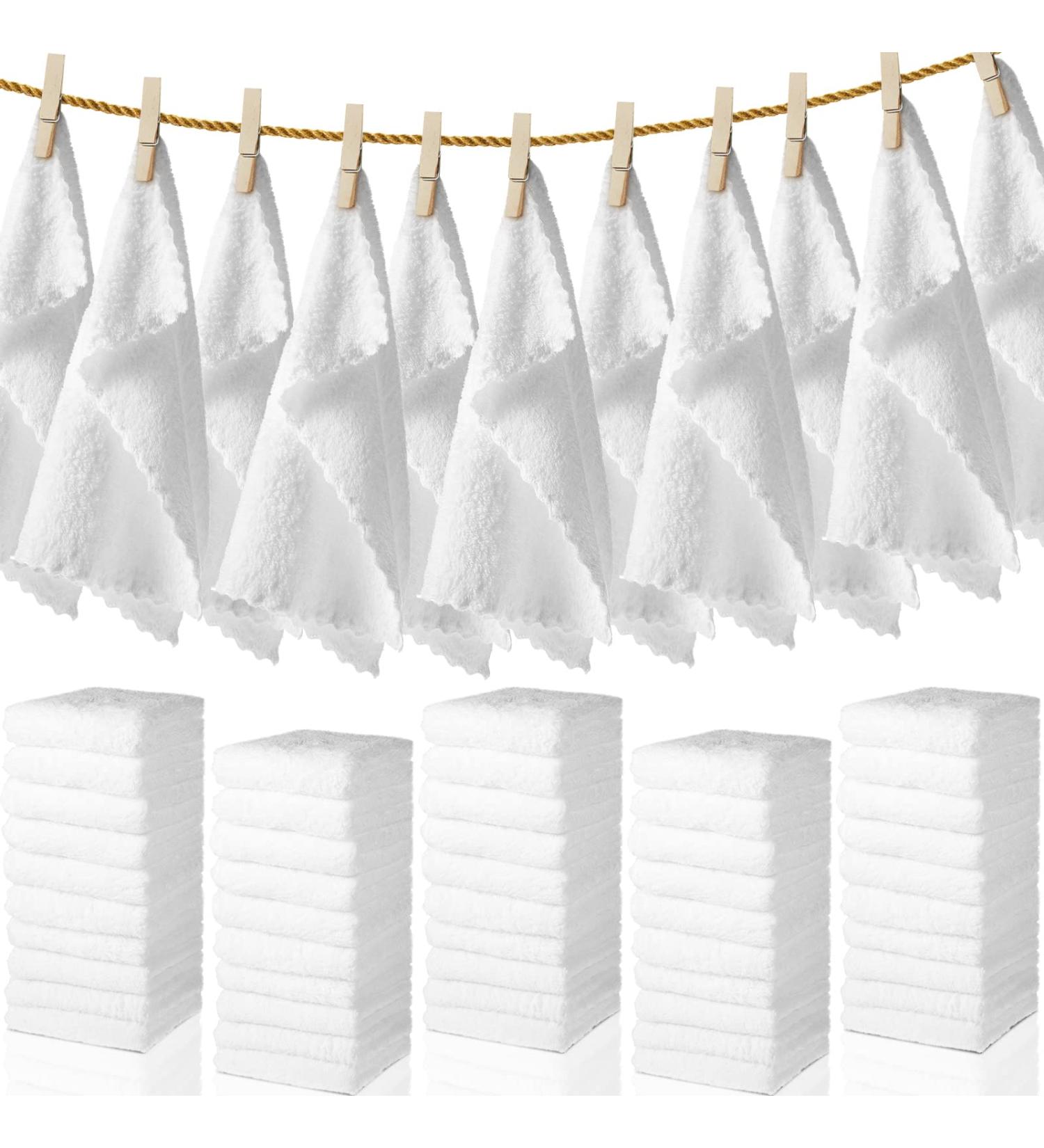 Newwiee 100 Pcs Microfiber Towels - Absorbent & Quick Drying 12 x 12 Inch Washcloths - Soft Coral Velvet Bath Cloths - Bulk White Face Towels for Bath Spa - Ideal for Facial & Fingertip Use - Buy Online on SooperMarket.com