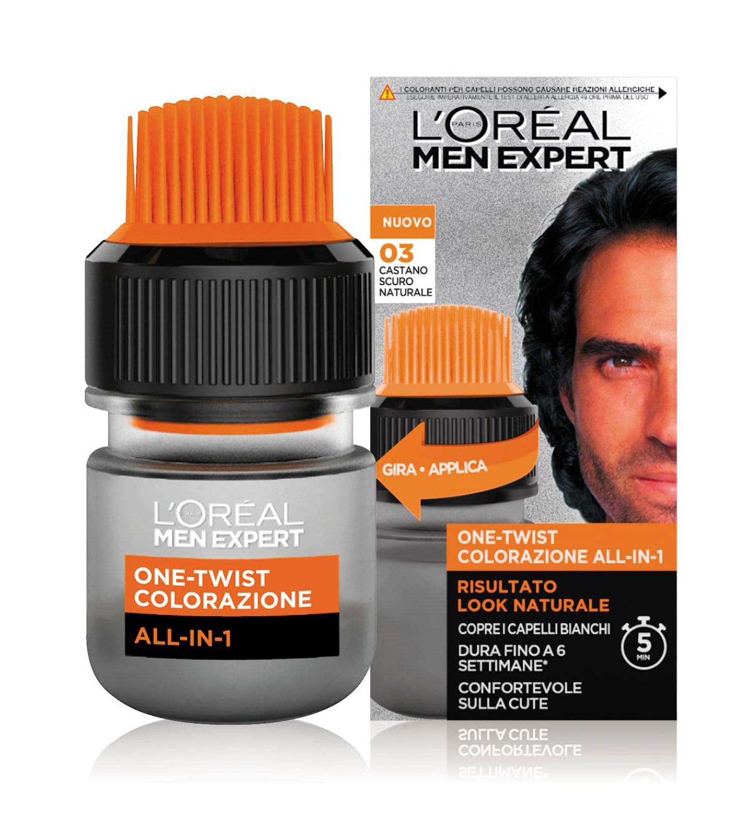 L'Or al Paris Men Expert Men Coloration One-Twist All-in-One natural result simple and quick application natural dark brown (03) of course dark brown (03) 1 piece (1 Pack)