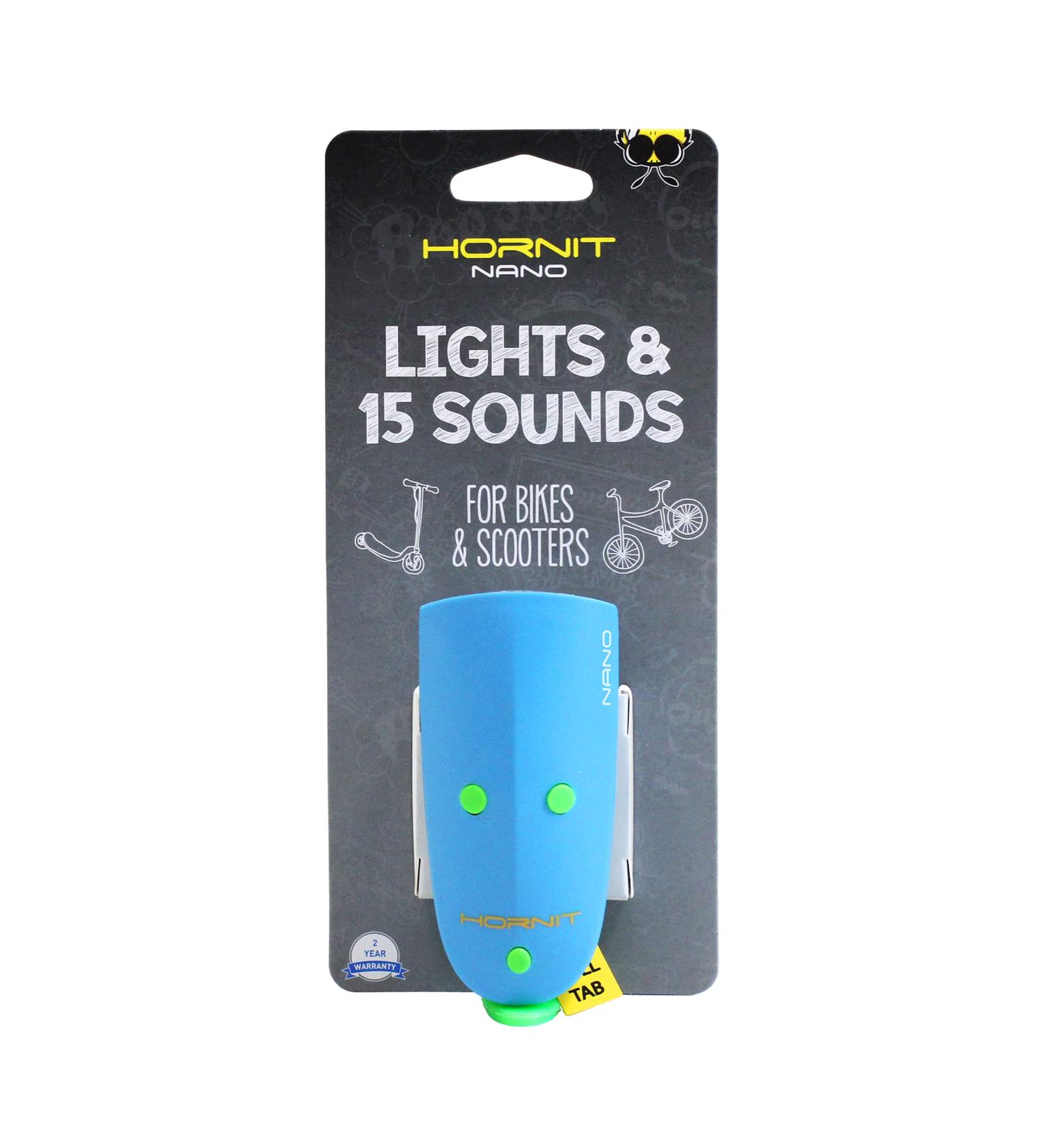 Mini Nano Kids Bike & Scooter Horn - 15 Sound Effects, 3 Light Settings - Blue/Green - Buy Online on SooperMarket.com