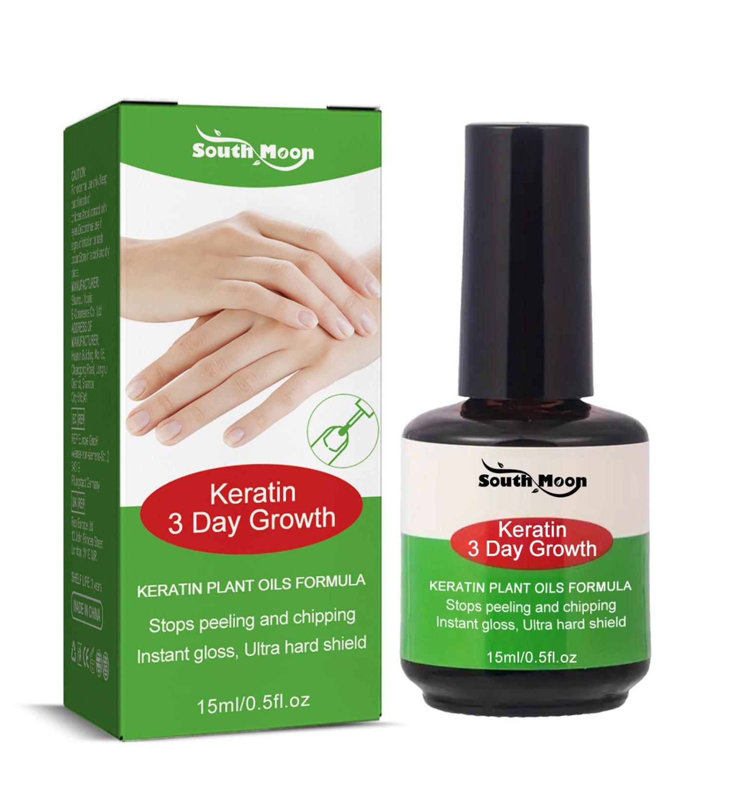 Keratin 3 Day Growth Nail Treatment & Strengthener - Nail Strengthener for Damaged Nails Thin Nails - Nail Growth Treatment for Nail Strengthener - Fast Keratin Nail Hardener - Buy Online on SooperMarket.com