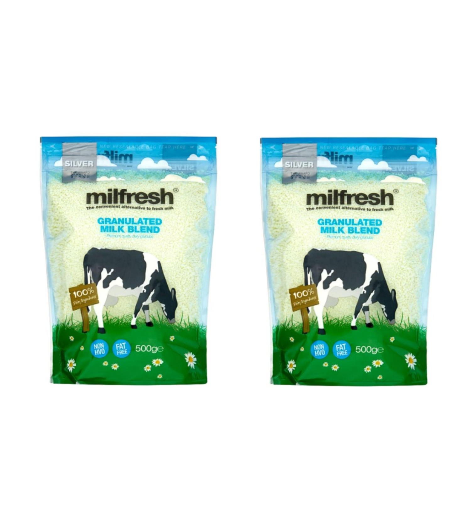 Milfresh Granulated Milk Blend - 2 x 500g .100% dairy ingredients.