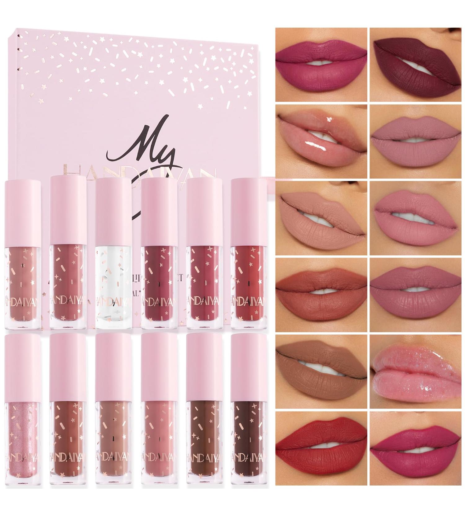12 Colors Lip Gloss Set | Moisturizing Long-Lasting Waterproof Lip Oil & Glaze Makeup Kit - Buy Online on SooperMarket.com