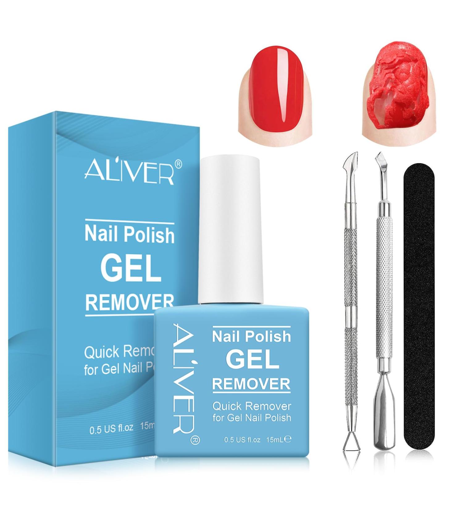 Professional Gel Nail Polish Remover | Quick & Easy 2-5 Min Removal | 4-Piece Set with Scraper | Gentle on Nails - Buy Online on SooperMarket.com