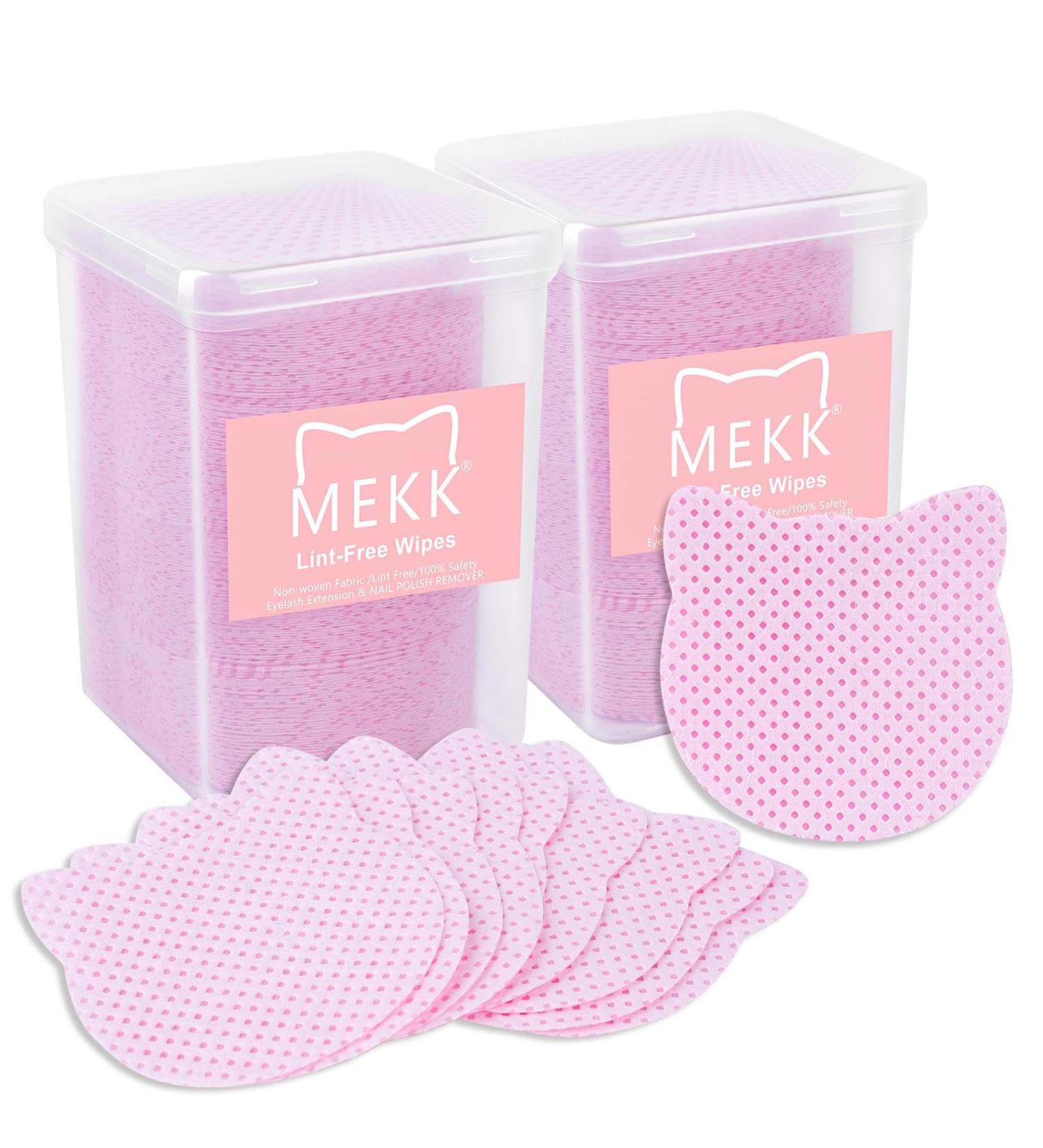 MEKK Lint Free Nail Wipes - 400PCS Cat Shape Remover Pads for Nail Polish & Lash Extensions | Super Absorbent Non-Woven Fabric - Pink - Buy Online on SooperMarket.com